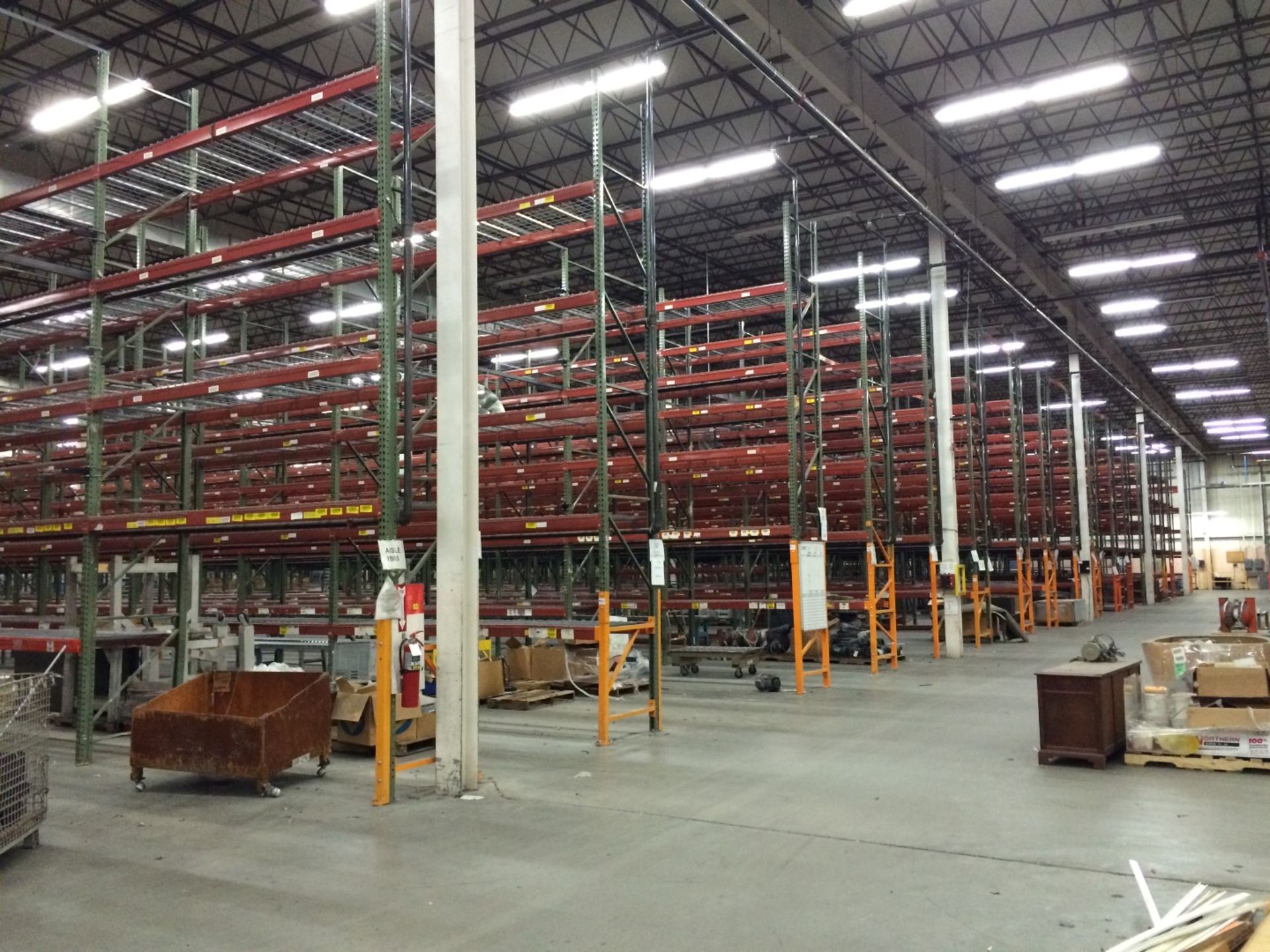 240"H X 42"D X 144"L TEARDROP PALLET RACKS (17 BAYS WITH 4 BEAM LEVEL),