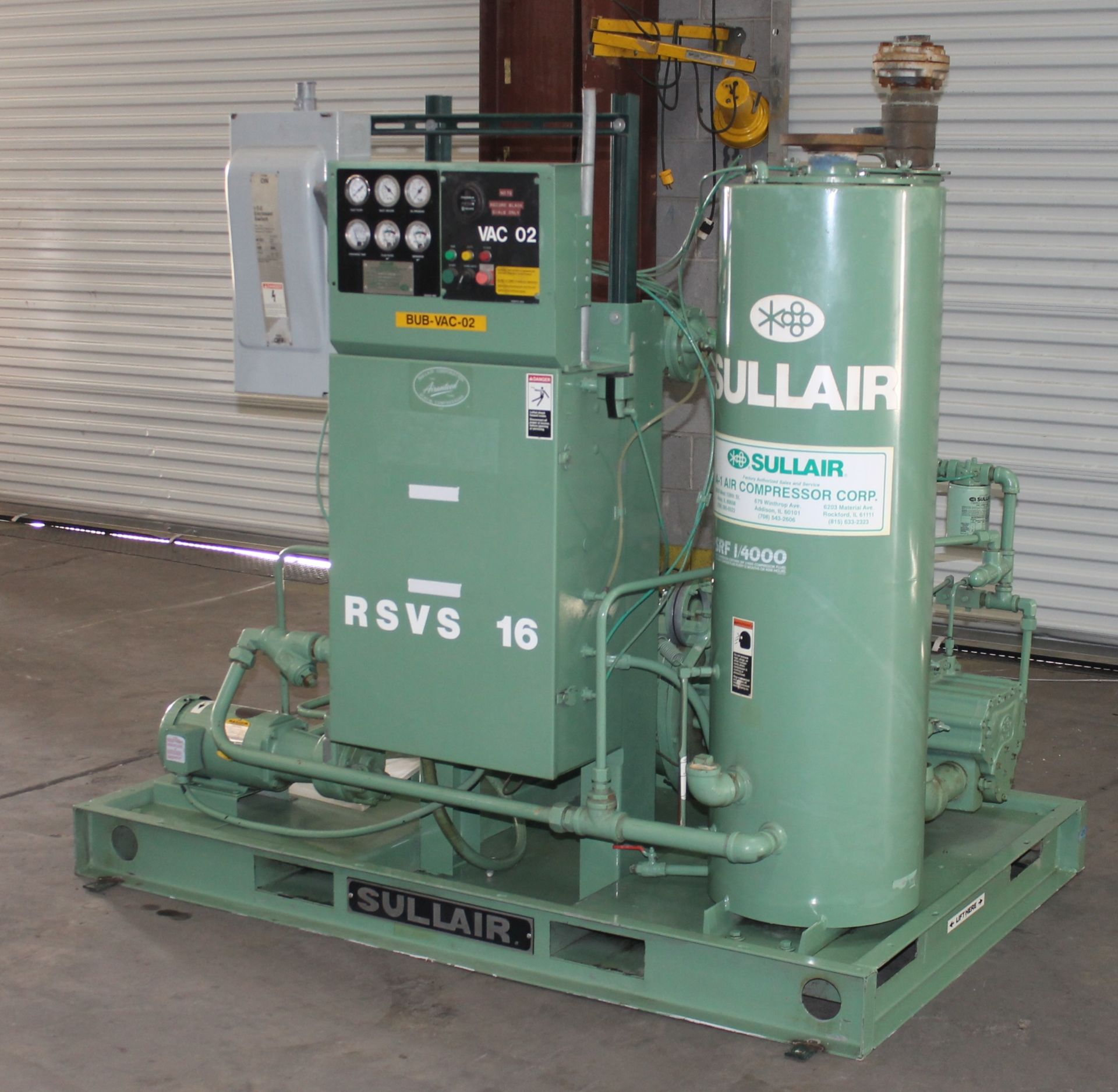 40 HP SULLAIR ROTARY SCREW VACUUM SYSTEM VS-16, MODEL: RSVS16-40W-WC , 40 HP VACUUM PUMP,  RATED/MAX