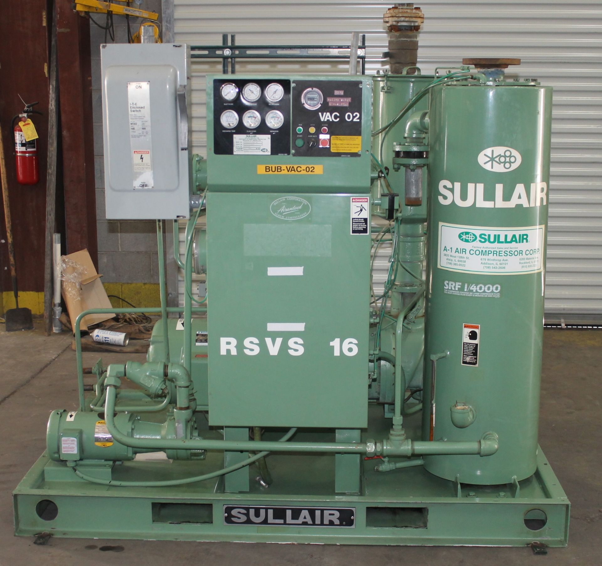 40 HP SULLAIR ROTARY SCREW VACUUM SYSTEM VS-16, MODEL: RSVS16-40W-WC , 40 HP VACUUM PUMP,  RATED/MAX - Image 5 of 12