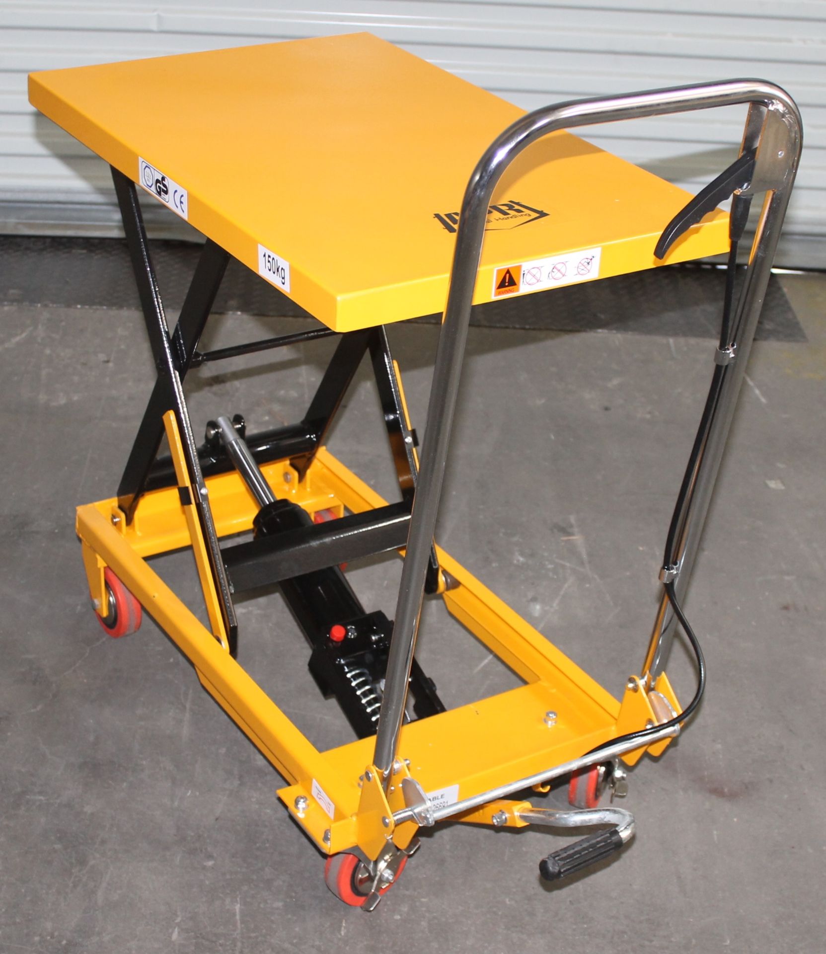 330 LBS CAP. ROLLING SCISSOR LIFT TABLE, CAPACITY: 330 LBS., MAX HEIGHT: 29.13", TABLE SIZE: 29"L