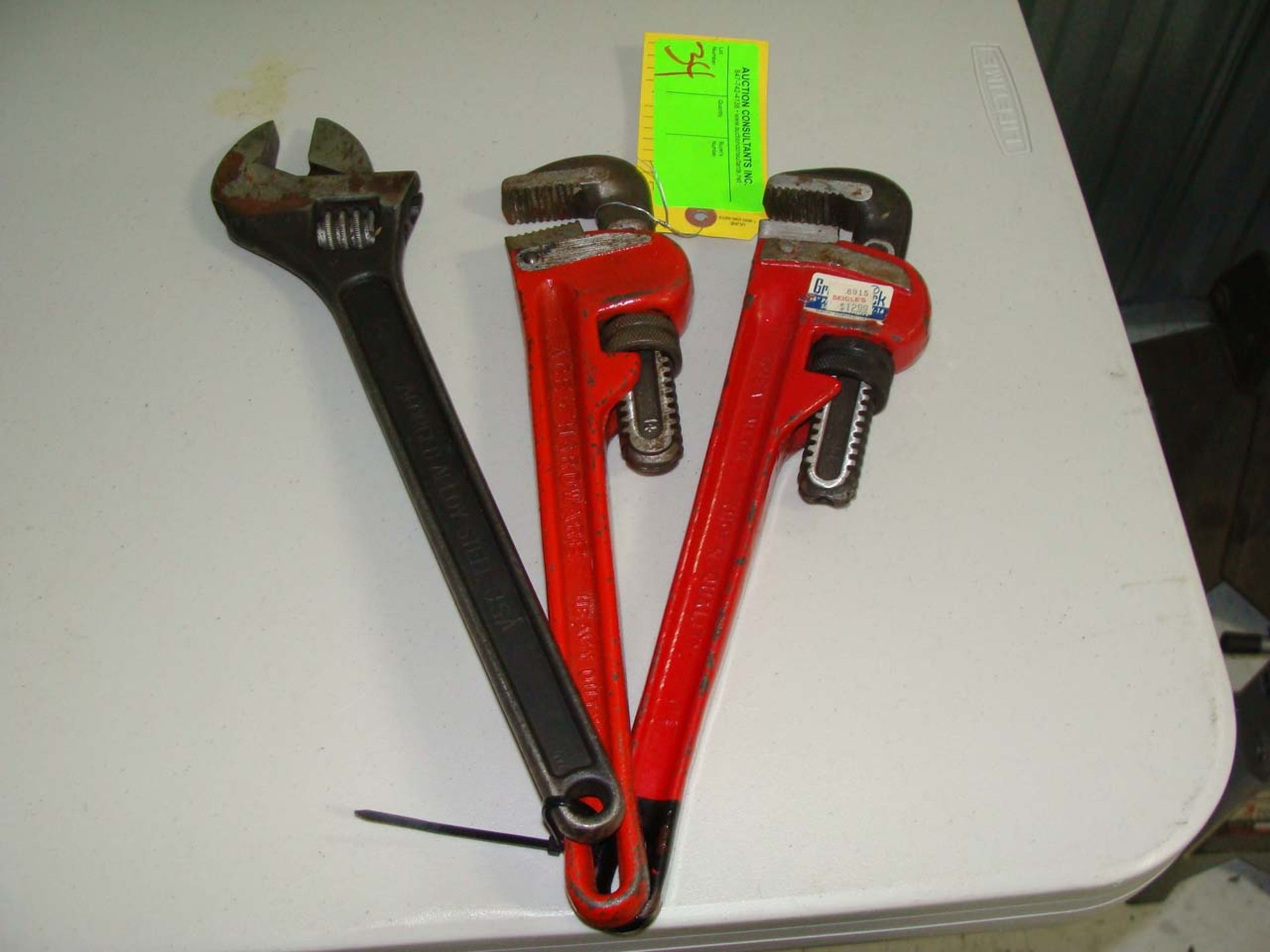 2 Pipe Wrenches and an Adjustable Wrench