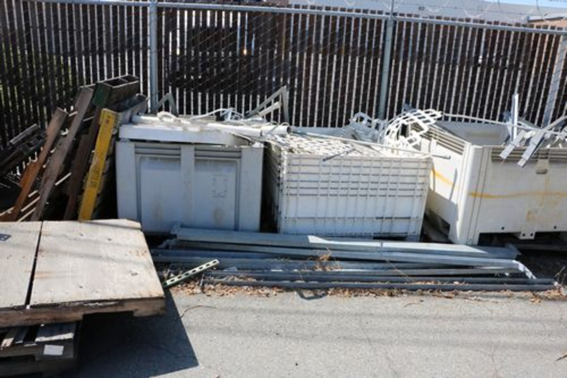 Three 4’ x 4’ Plastic Containers with Plastics and Scrap Metal