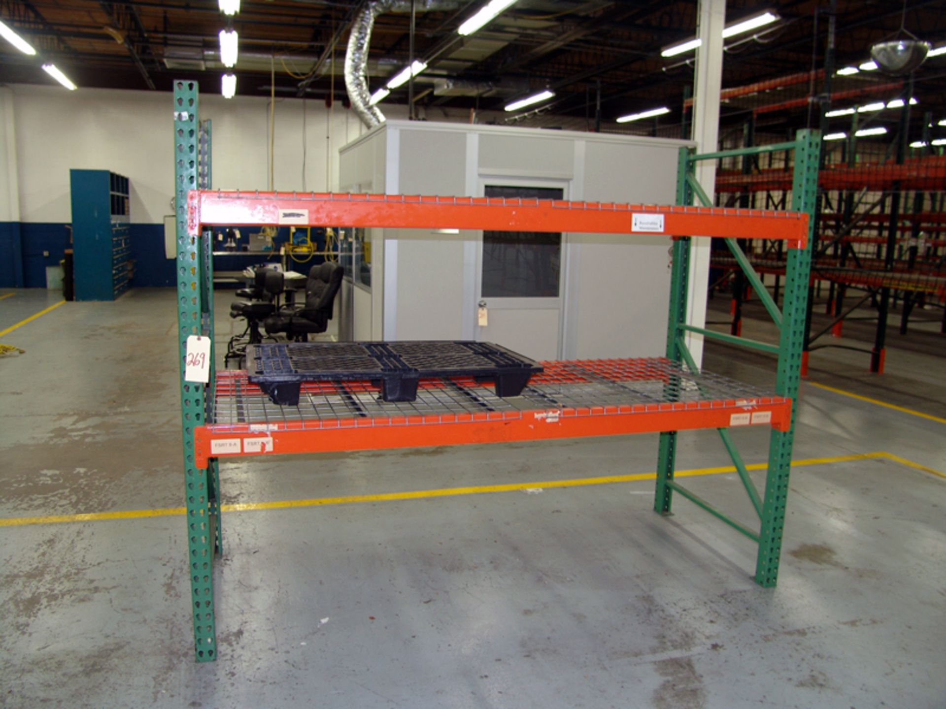 (1) Section Pallet Racking: (2) 2 Uprights @ 42" x 82", (4) Crossbars @ 96" w/Wire Decking