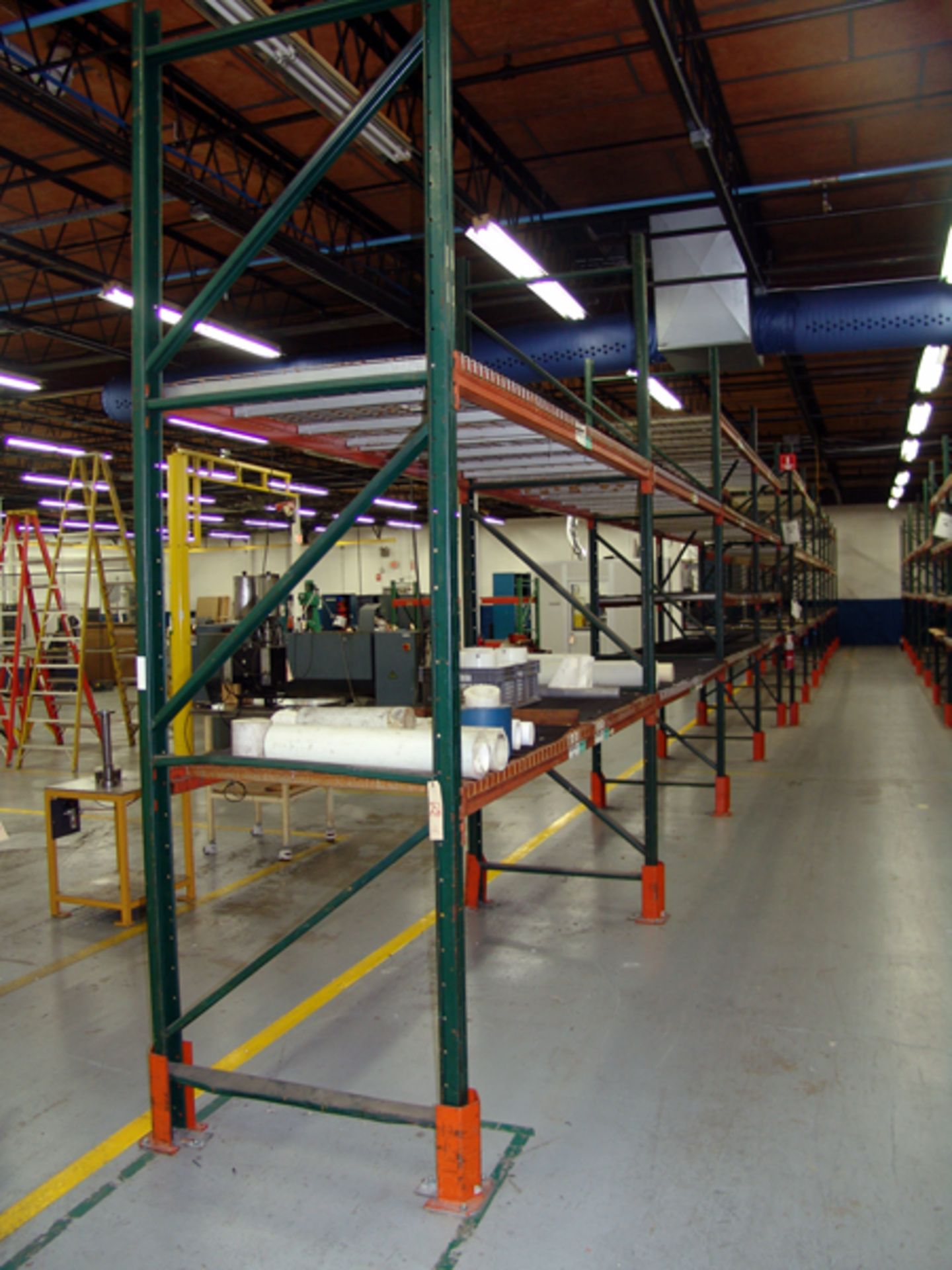 (15) Sections Pallet Racking: (19) Uprights @ 42"/48" x 144", (48) Crossbars @ 108" w/Wire Decking &