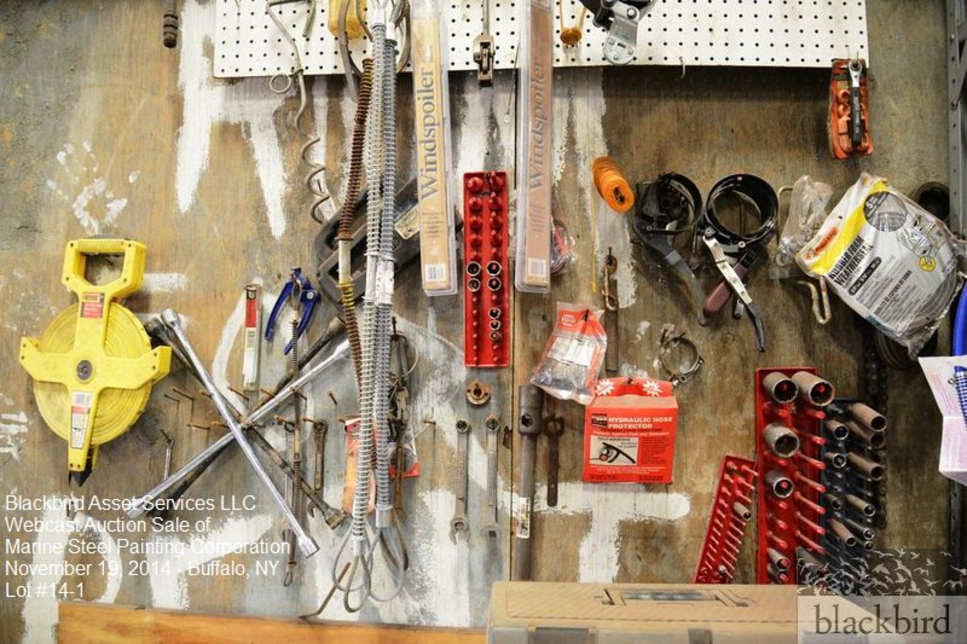 Lot- Contents of wall- mechanic tools, sockets, wrenches,… - Image 2 of 3