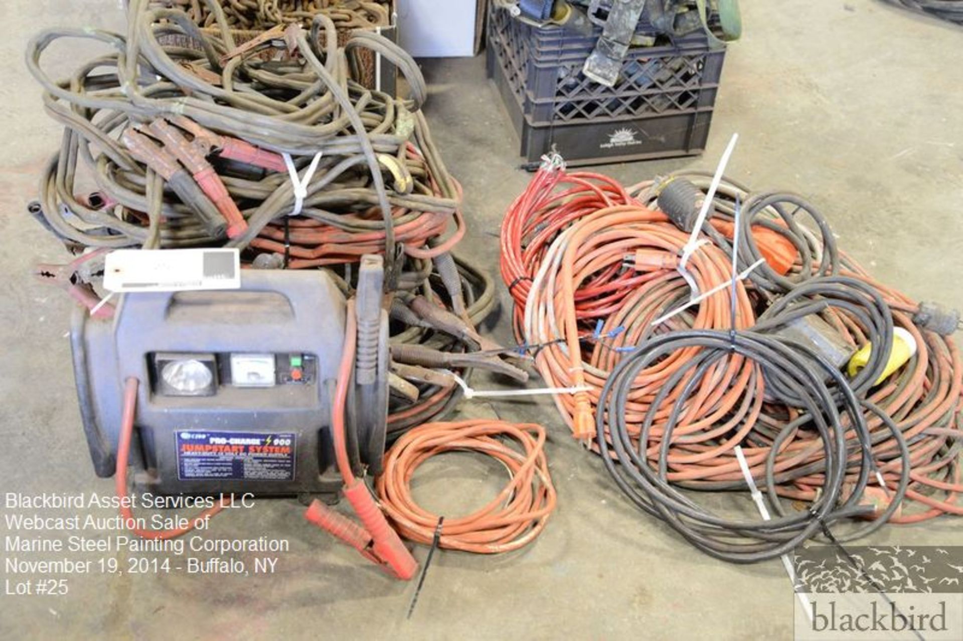 Pro Charge 900 jump start system with misc. jumper cables and extension cords