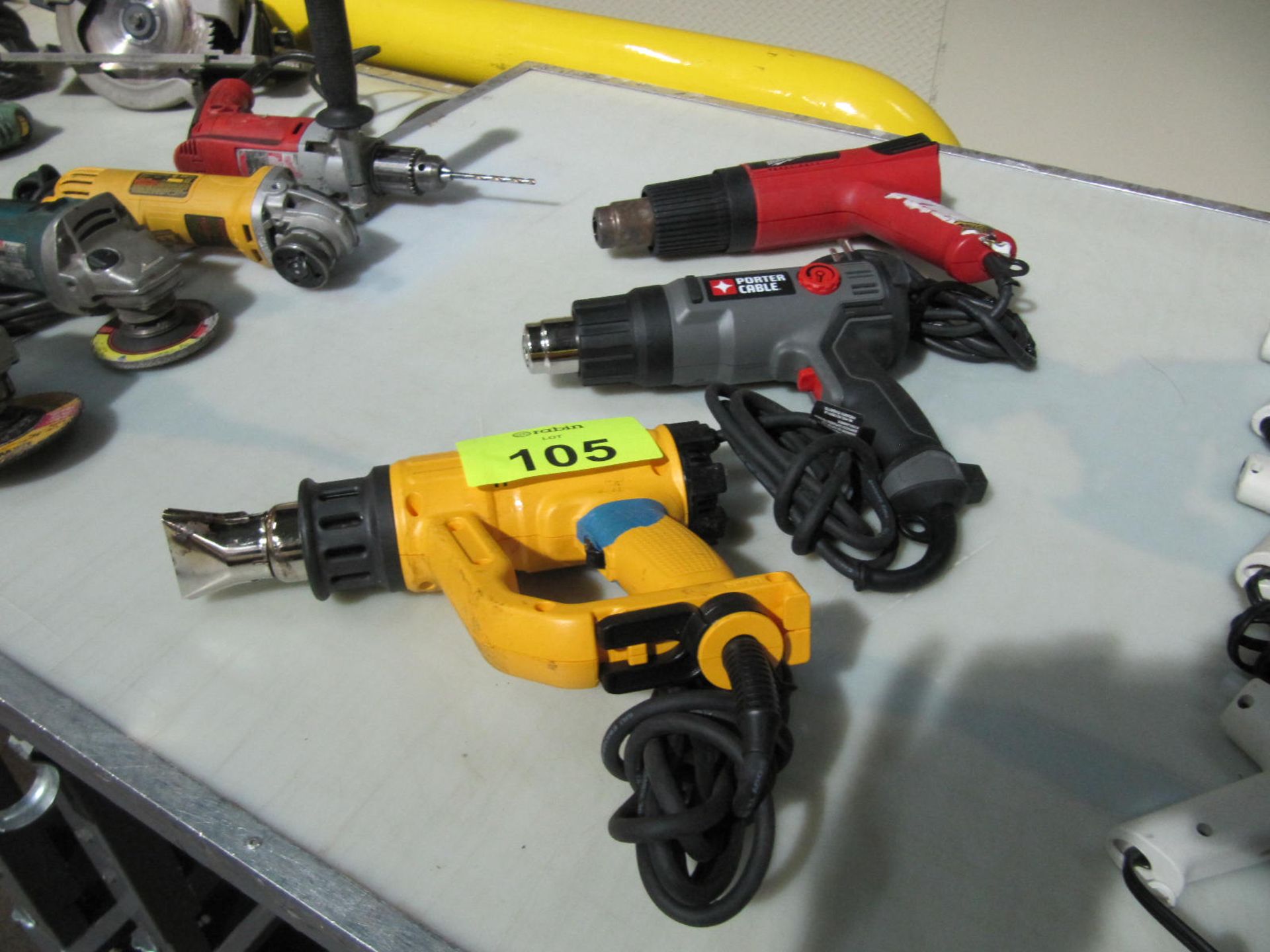 [Lot] (3) Assorted heat guns, DeWalt model D26950, Porter Cable model PC1500HG, Milwaukee 3 stage