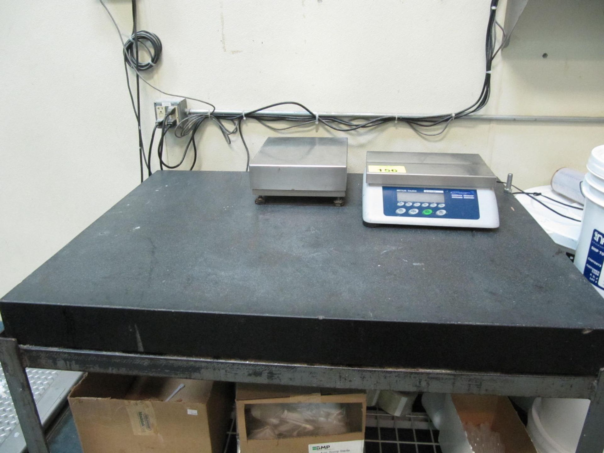 [Lot] (2) Mettler Toledo digital scales, 4' x 3' x 4" thick granite surface plate, on load cells