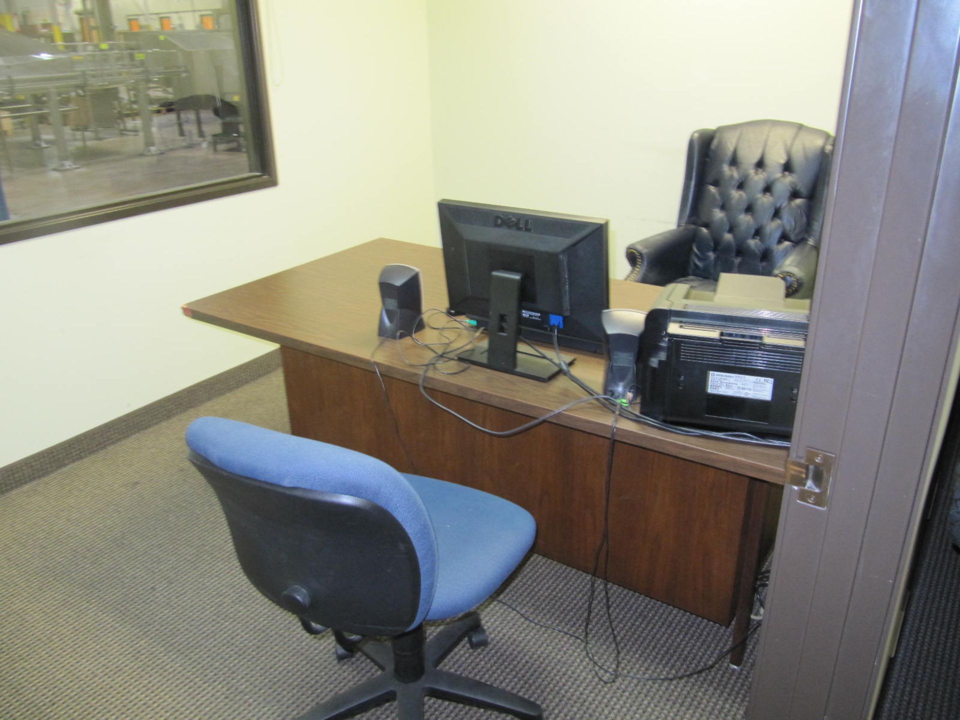 [Lot] Office furniture and equipment, (2) desks, chair, bookcase, lateral file cabinet, 6' couch (