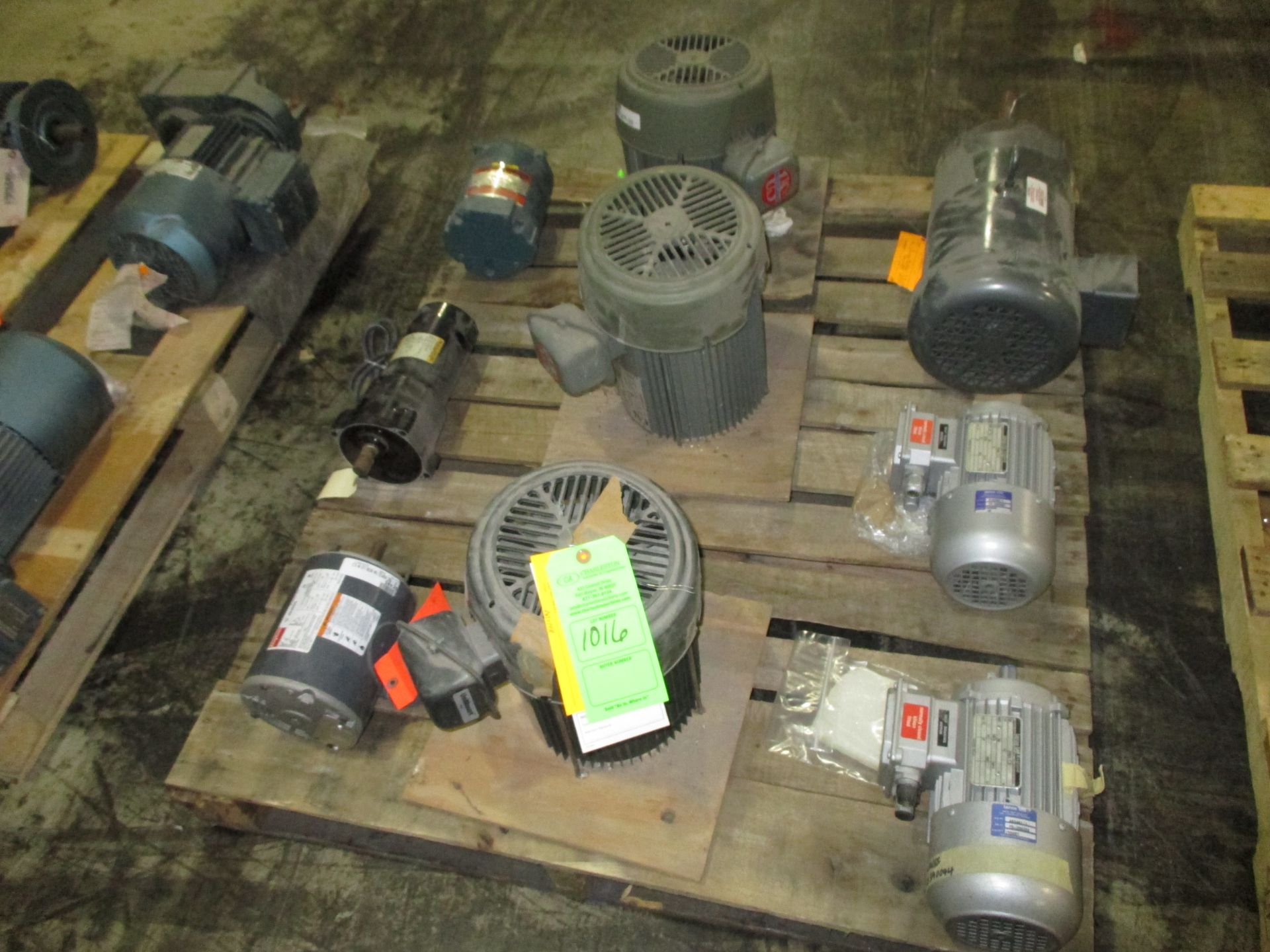 PALLET OF MOTORS INCLUDING; US ELECTRIC; MOD# E194B; 5HP; 60HZ; 3PHASE; DAYTON; MOD# 6K405G; 1/2 HP;