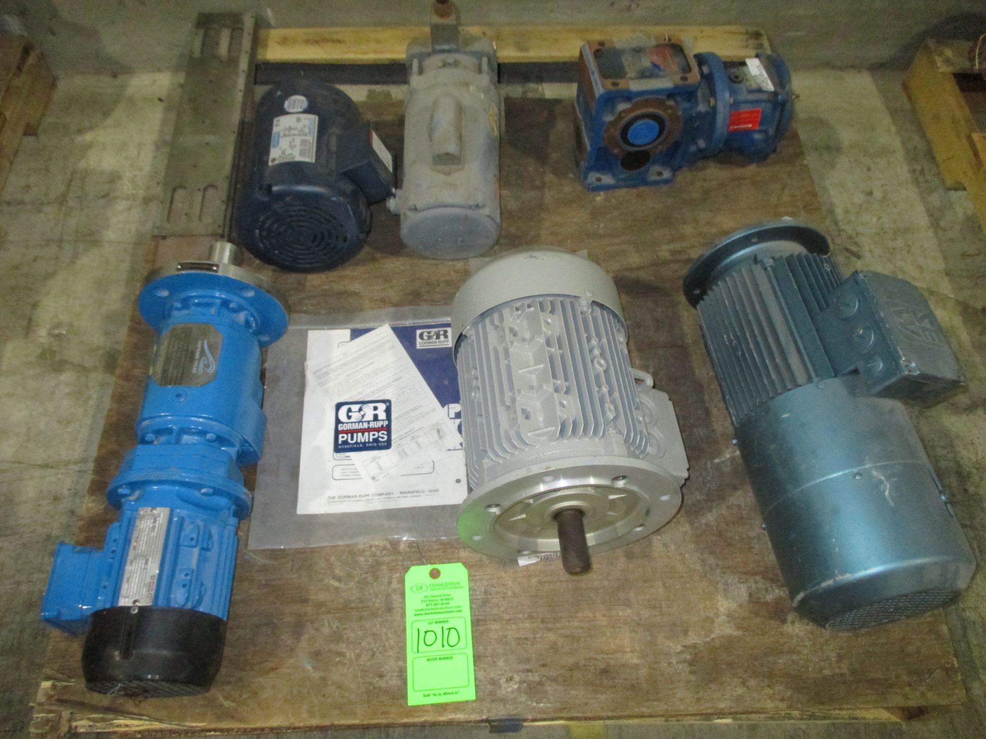 PALLET OF MOTORS; GEAR PUMPS & MIXERS INCLUDING HAYWARD TYLER MIXER; MOD# IGDHDF3025; W/BROOK