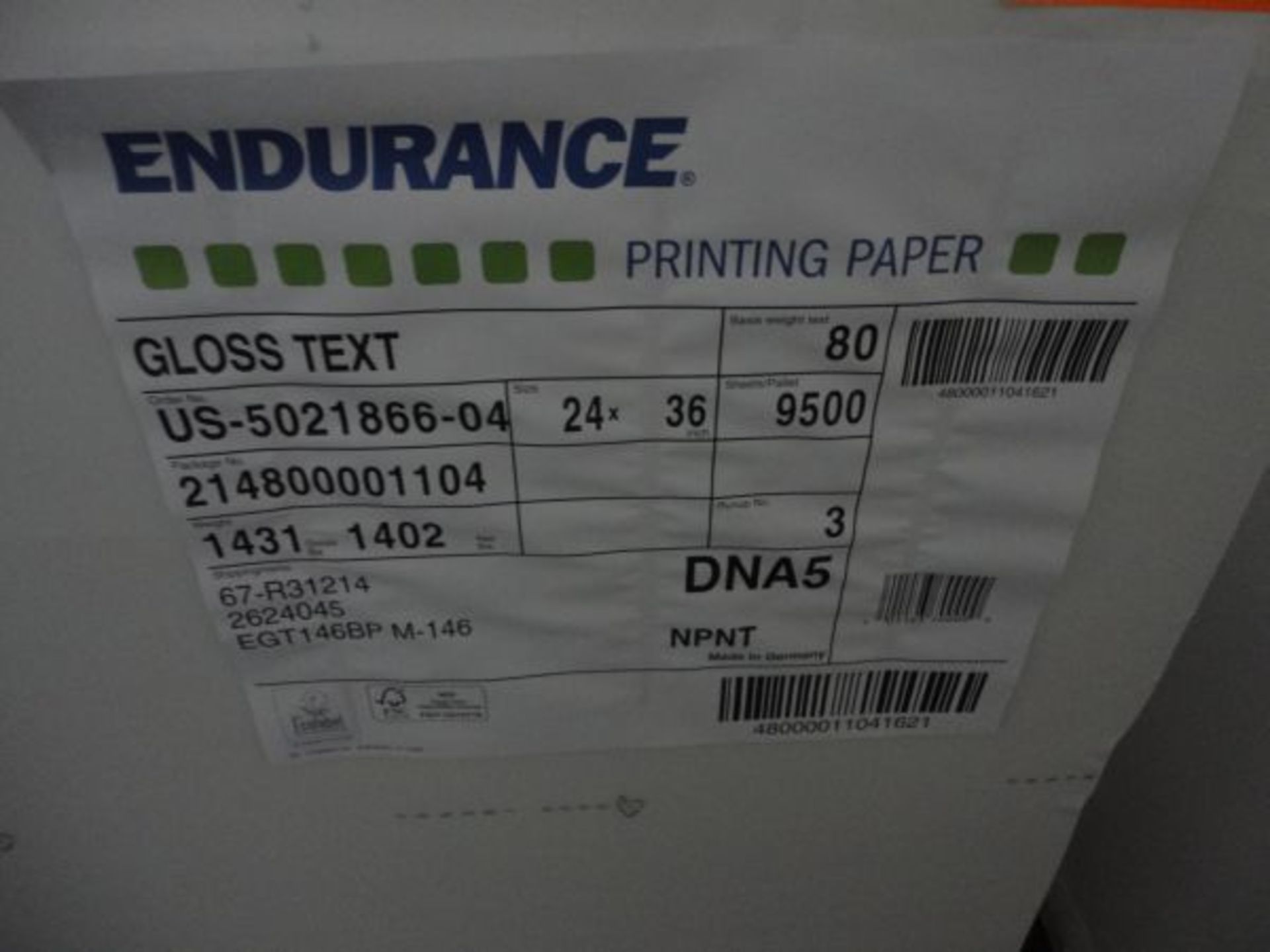 SKID 24" X 36" ENDURANCE GLOSS TEXT PRINTING PAPER - Image 2 of 2