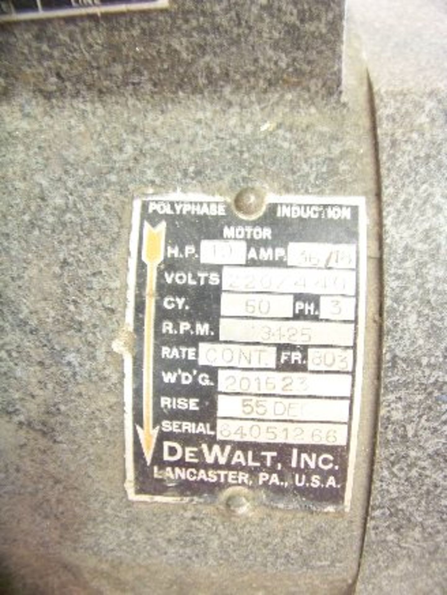DEWALT 10HP 3-PHASE RADIAL ARM SAW 220/440 VOLT, 3425 RPM - Image 11 of 11