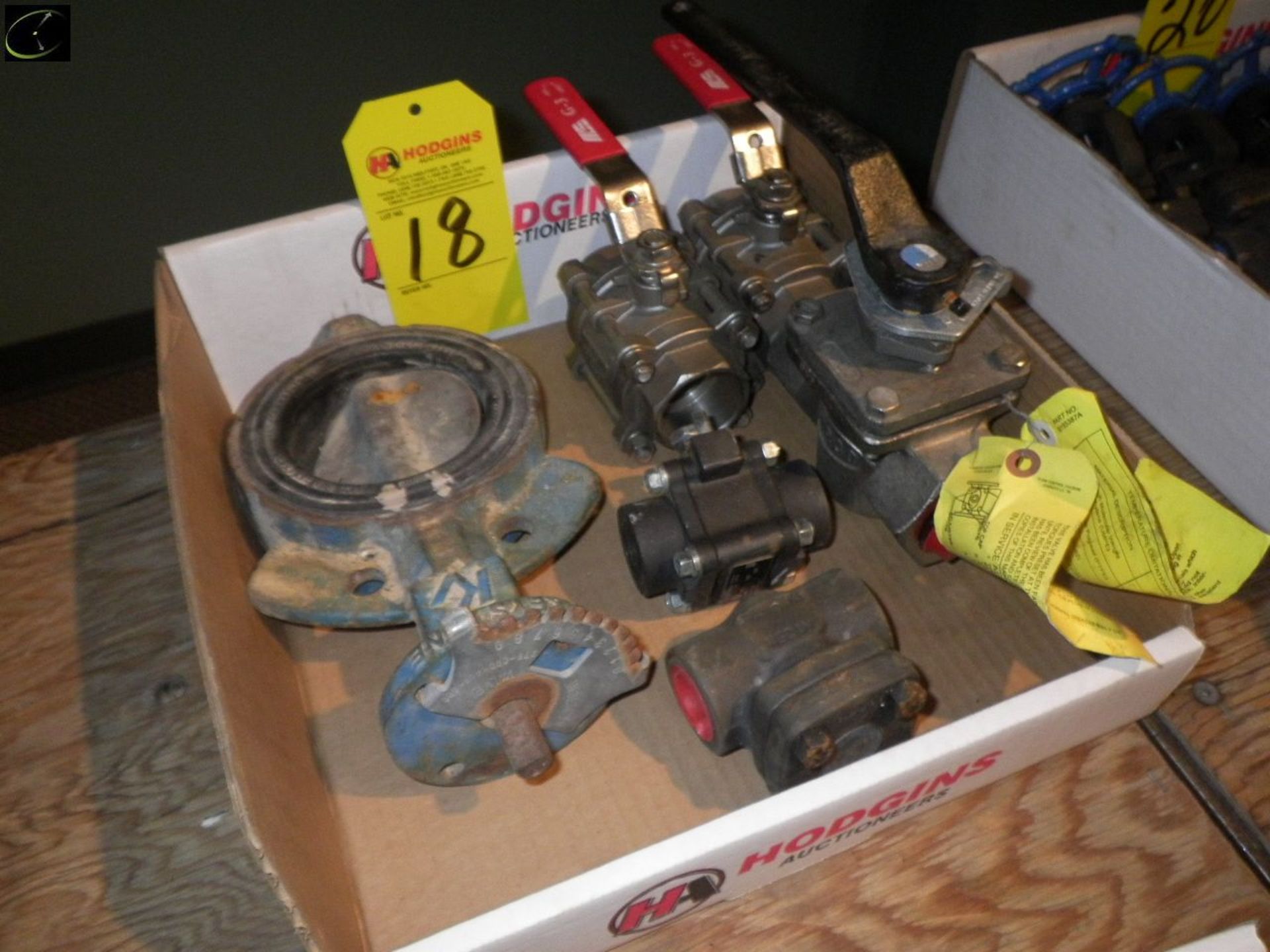 Box Of Misc. Valves To Include 1 1/2'', 1'' Ball Valves.