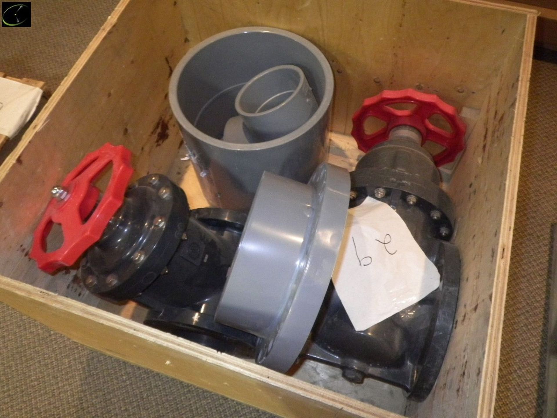 TWO Poly Gate Valves, ONE 6'' & ONE 8'' - 6 1/2'' Poly Elbow, 10'' Poly Flange, 14'' Poly Pipe - Image 2 of 2