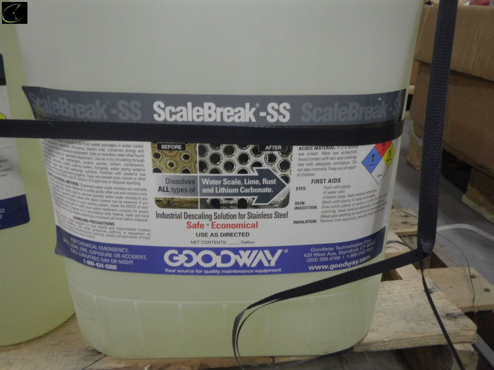 Pallet Of SIX Jugs Of GOODWAY SCALEBREAK-SS Industrial De-Scaling Solution For Stainless Steel. - Image 2 of 2