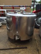 APV 100 Gallon Jacketed Mixing Tank, ½ HP Drive, Vertical Agitation, 1-1/2” Outlet Valve, Previously