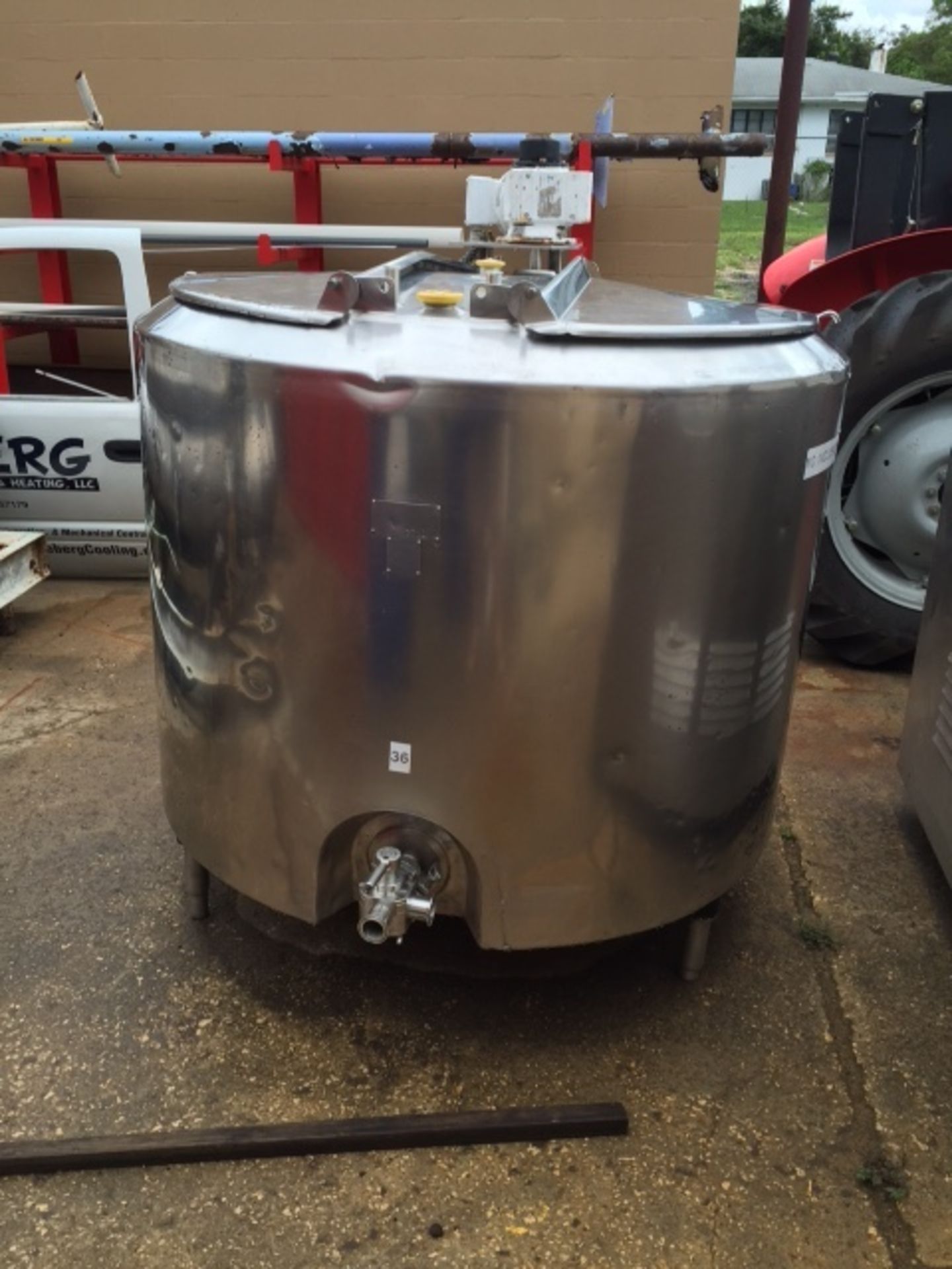 APV 100 Gallon Jacketed Mixing Tank, ½ HP Drive, Vertical Agitation, 1-1/2” Outlet Valve, Previously