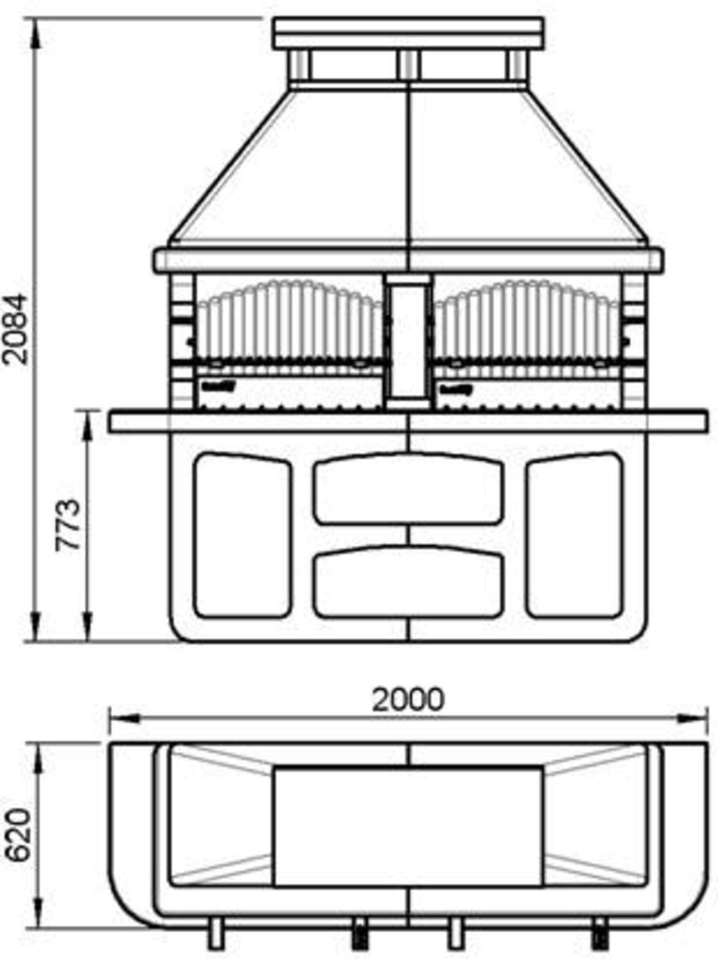 Modular Masonry Charcoal Grill, Model Sierra, Features (2) Adjustable Grilling Surfaces, - Image 2 of 2