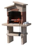 Modular Masonry Charcoal Grill, Model Glasgow Features Adjustable Grilling Surface, Décor Bricks,