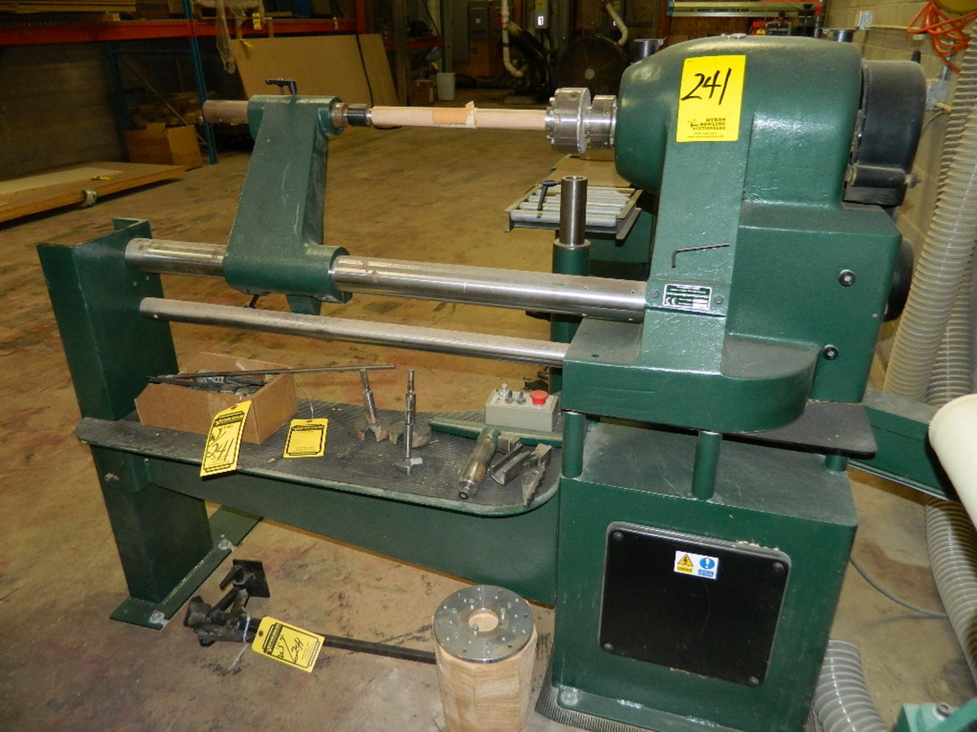 VB MANUFACTURING WOOD LATHE, MODEL VB36 MASTER BOWL TURNER W/ TOOLING & CABINET W/ HEAD LATHE TOOLS