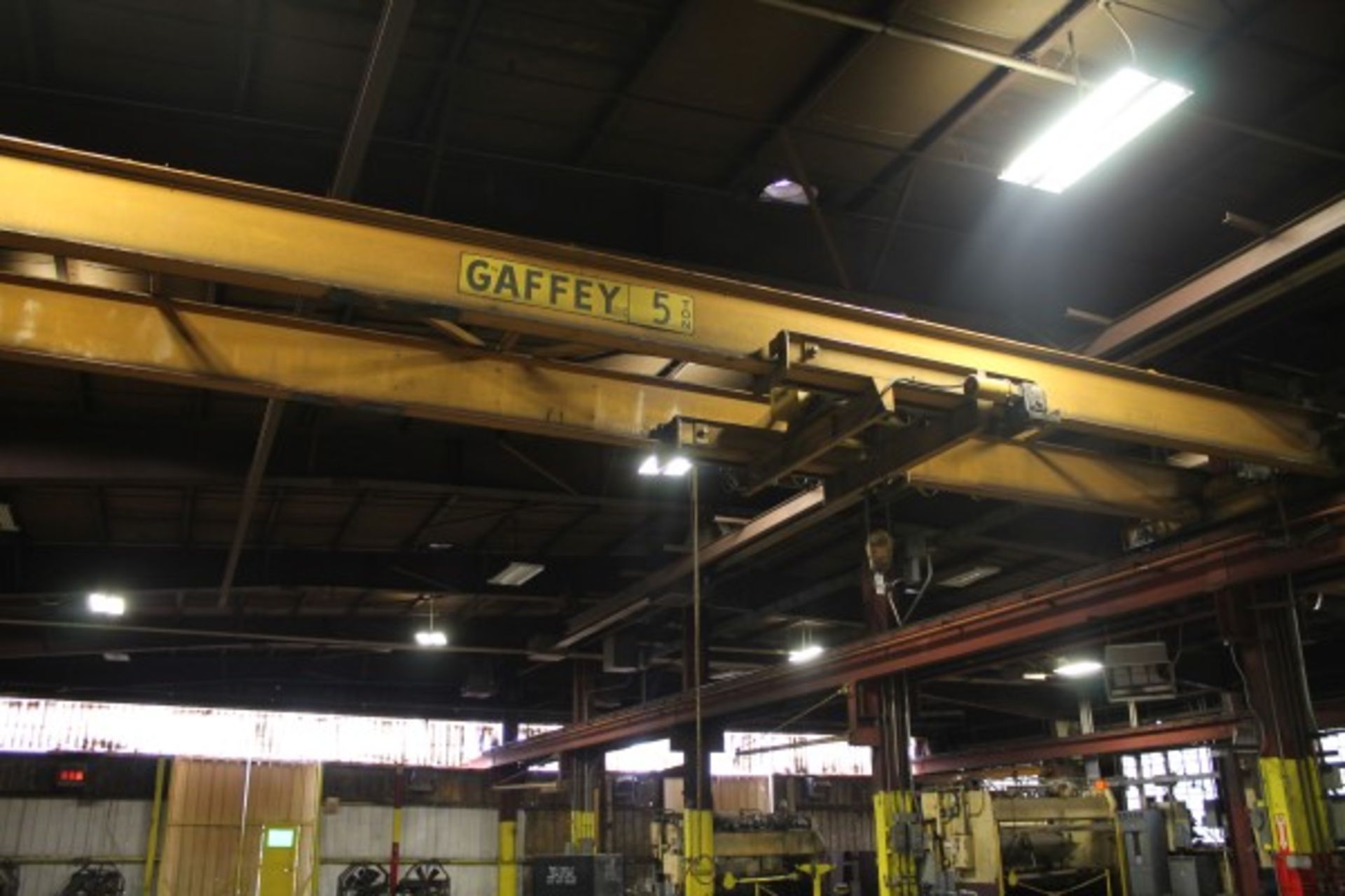 Gaffey 5 Ton Overhead Crane, Double Girder, Top Riding, Underslung, Pendant Approx. 44â€™ Span, no
