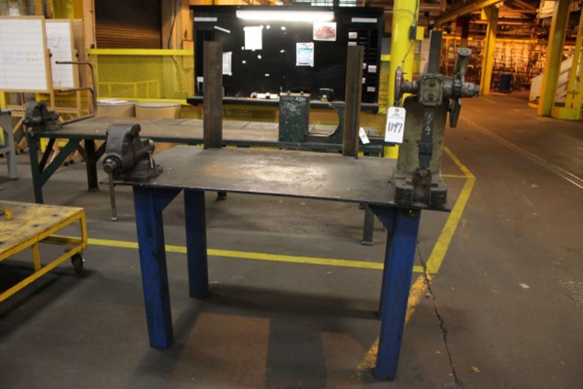 Steel Top Work Bench, W/ Vise & Arbor Press - Image 2 of 2