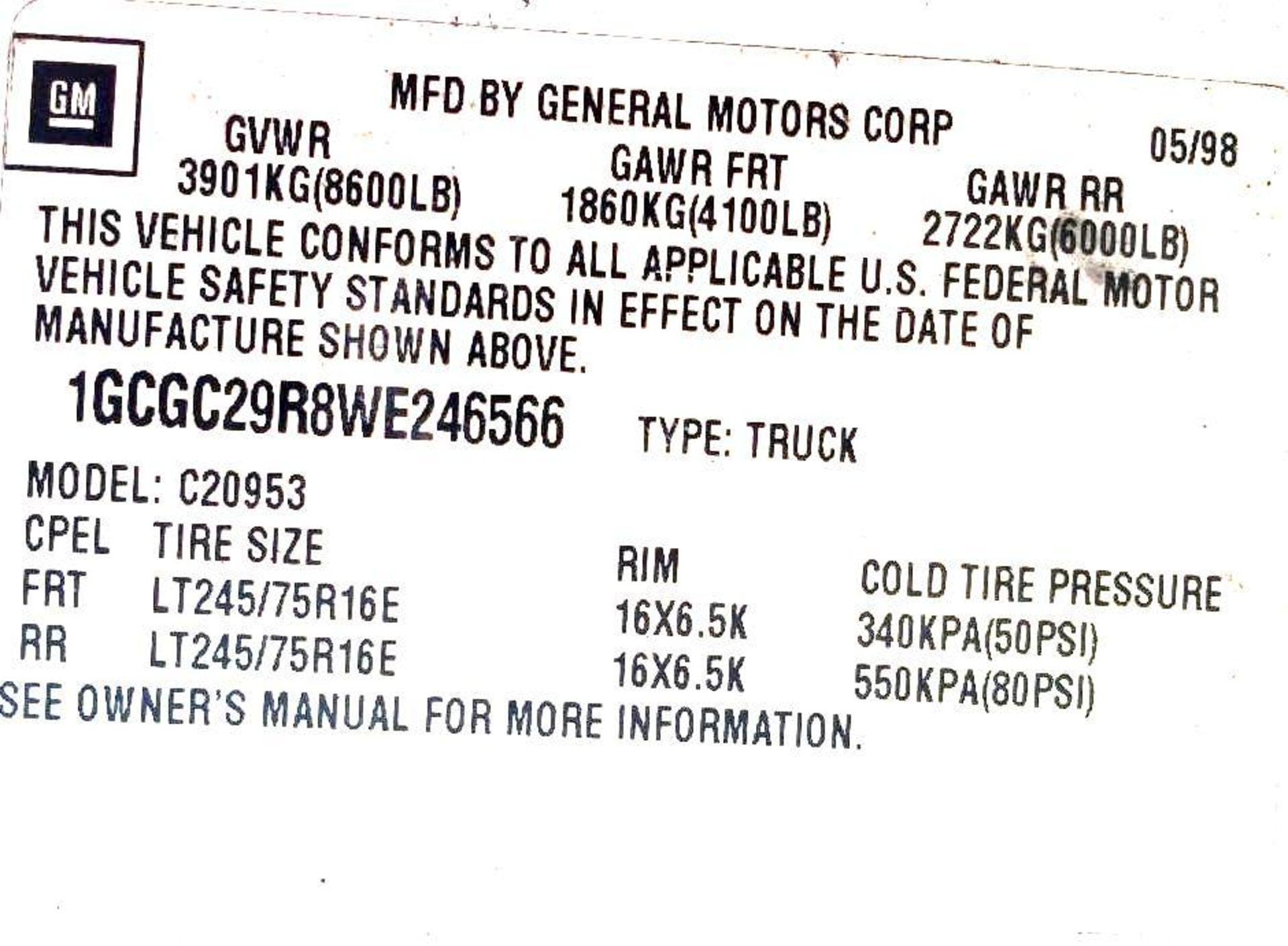 1998 Chevrolet C2500 Truck Mileage: 144,855, Body Type: 2 Door, Cab; Extended, Trim Level: Base, - Image 7 of 15
