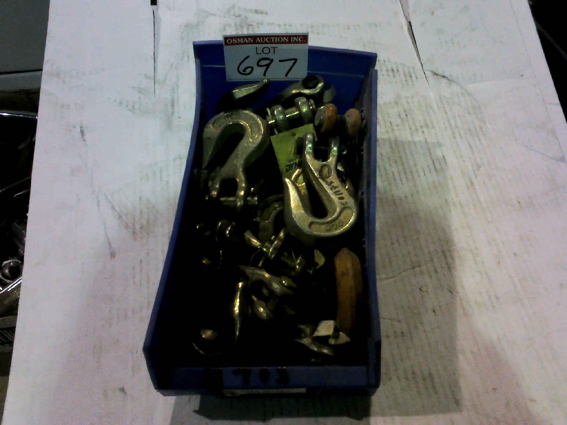 BOX OF ASSORTED CHAIN HOOKS