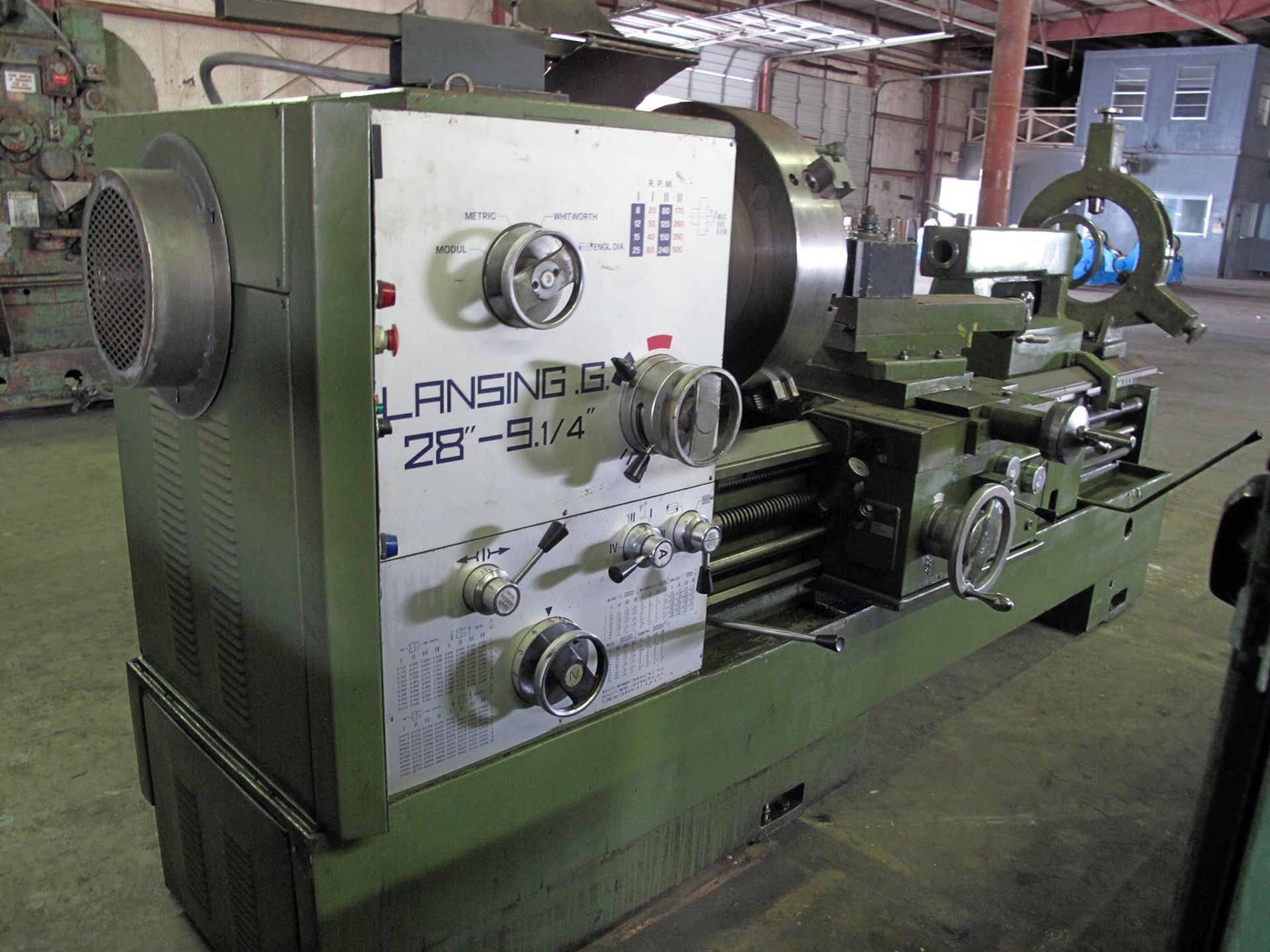 HOLLOW SPINDLE LATHE, LANSING 28" X 60", 28" sw. over bed, 18.875" sw. over crosslide, 37.75"sw. - Image 3 of 10