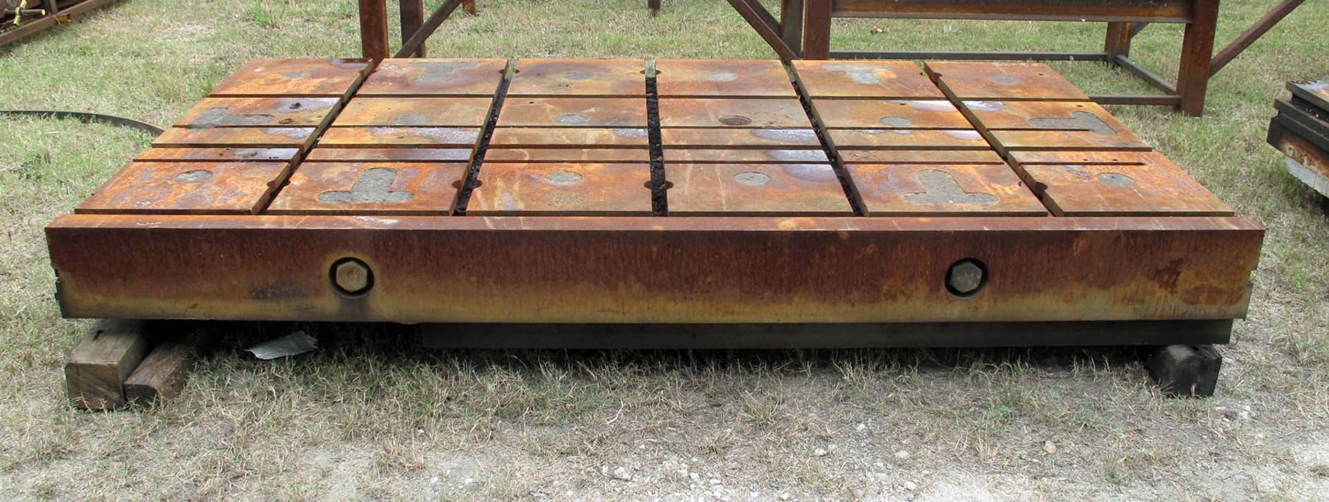 10' X 6â€™ T-SLOTTED FLOOR TABLE WITH EXTRA T-SLOT, 120" x 53-1/2" x 10" ht., (2) long. T-slots on - Image 2 of 3