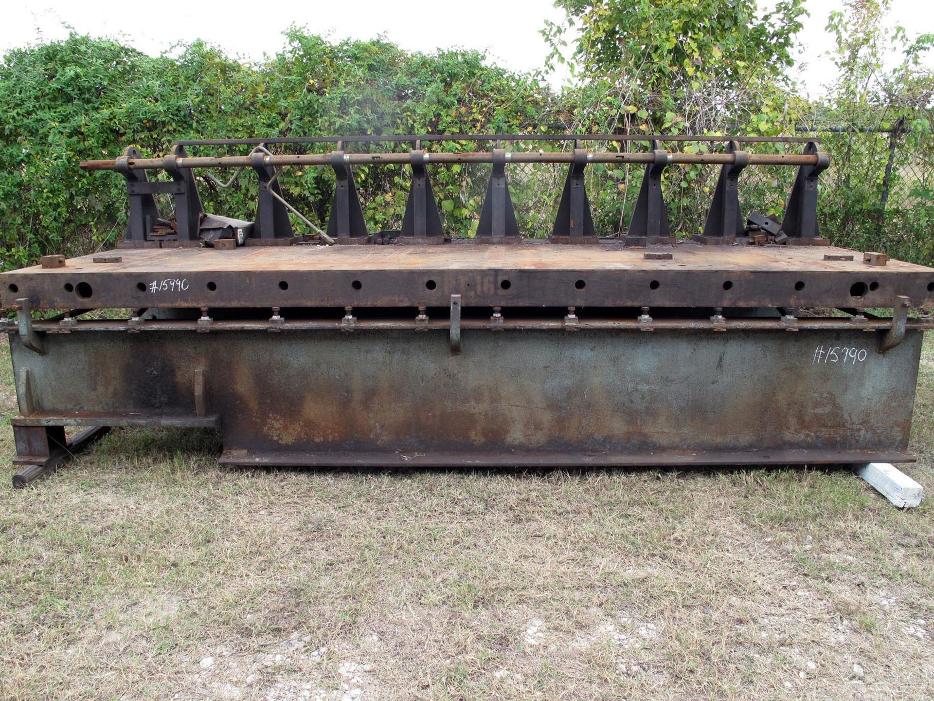 CAST IRON TABLE, 13' x 5' x 6" thk.