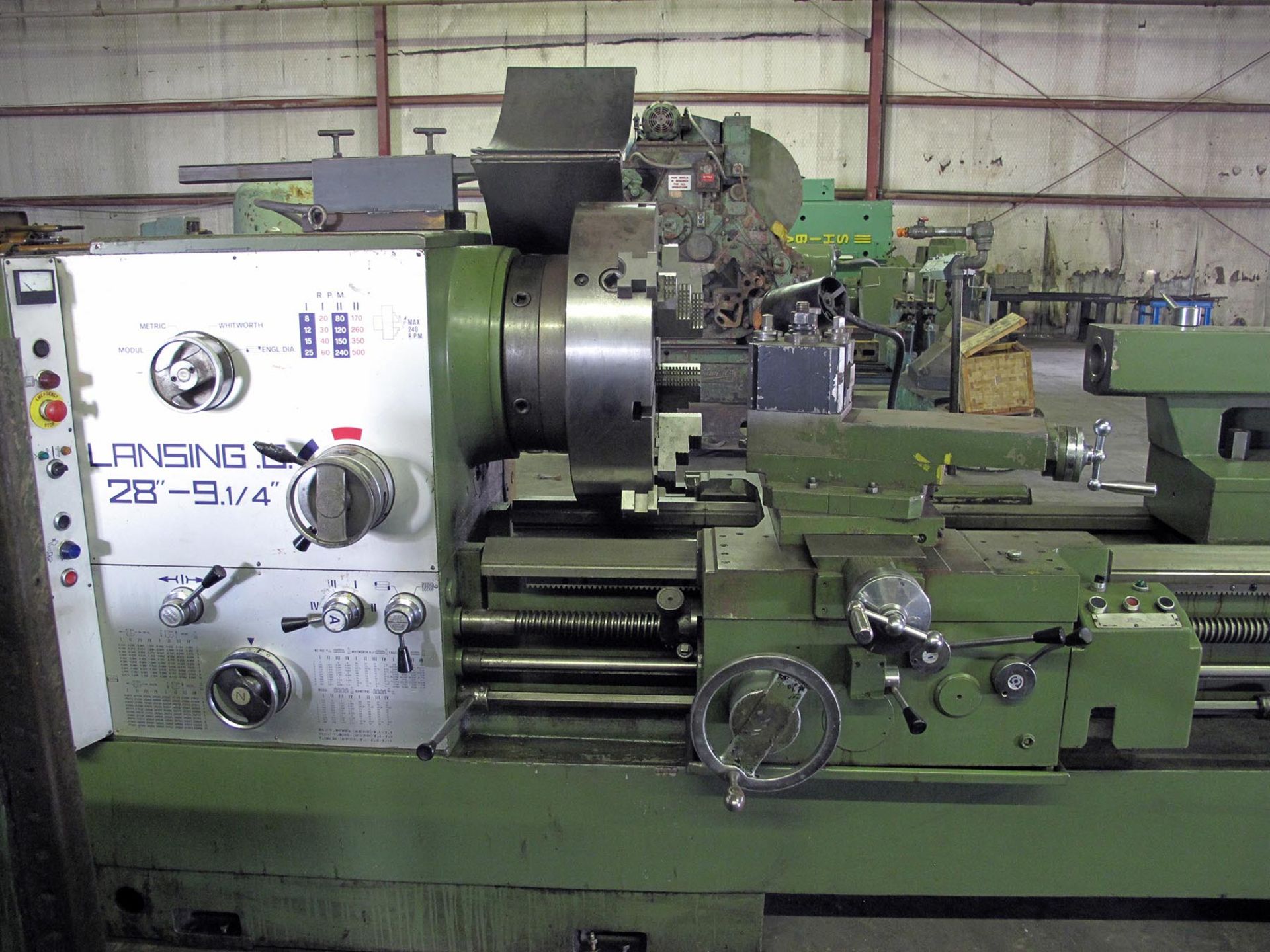 HOLLOW SPINDLE LATHE, LANSING 28" X 60", 28" sw. over bed, 18.875" sw. over crosslide, 37.75"sw. - Image 2 of 10