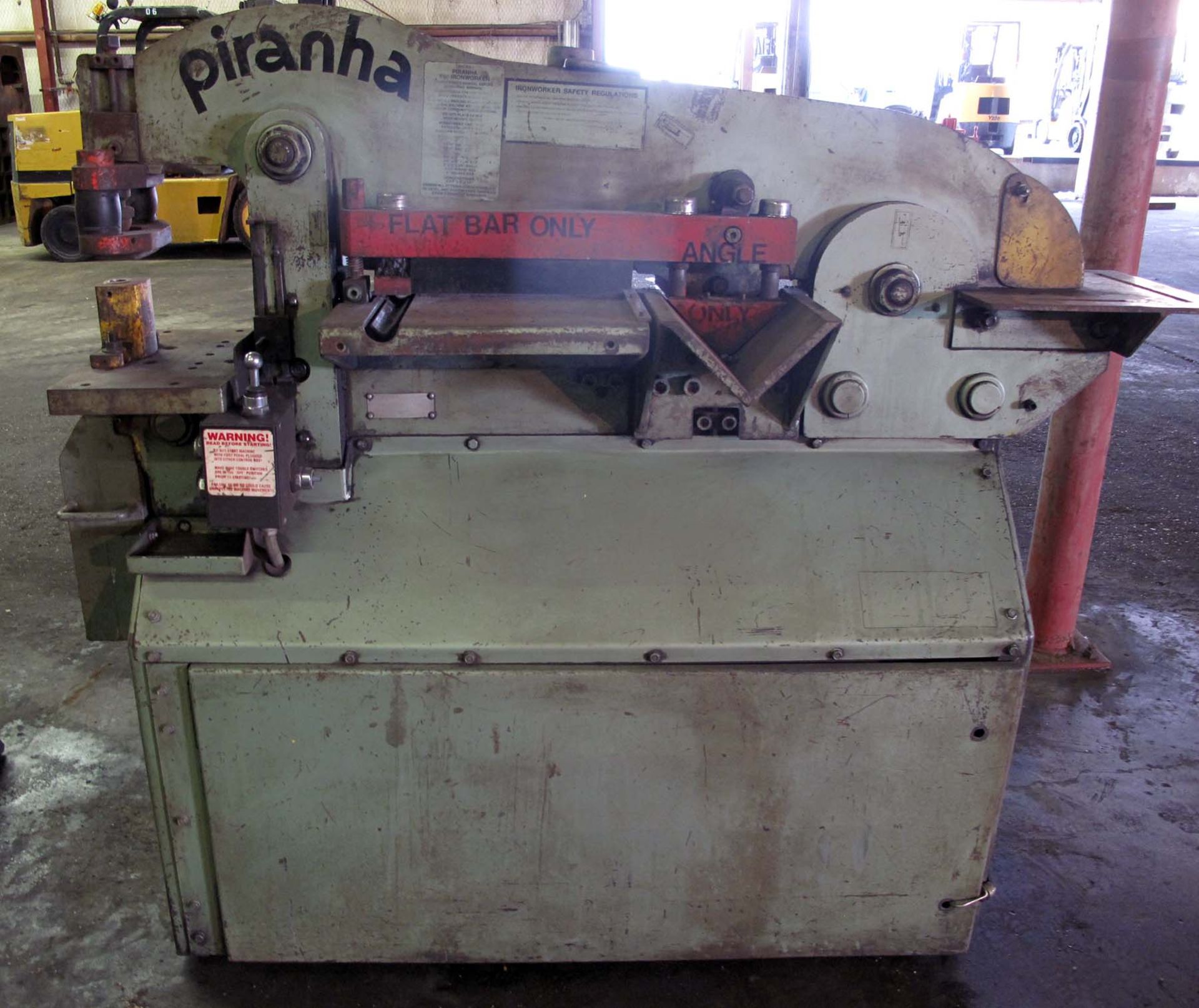 HYDRAULIC IRONWORKER, PIRANHA 50 T. CAP., Mdl. P-50, punch, angle shear, bar shear, brake, punch