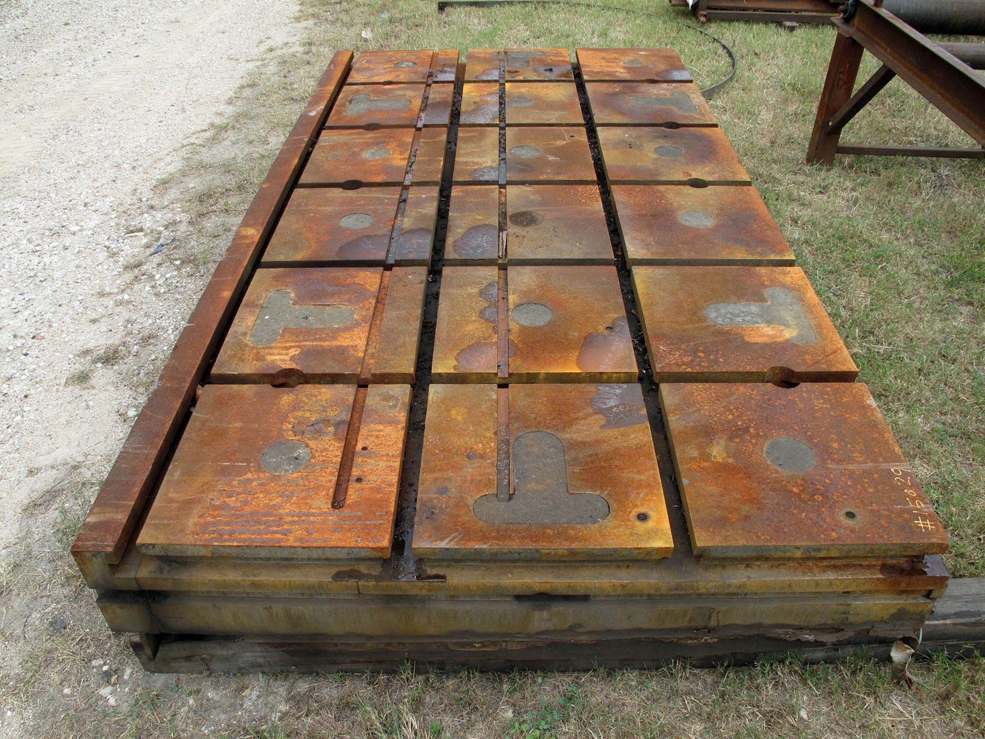 10' X 6â€™ T-SLOTTED FLOOR TABLE WITH EXTRA T-SLOT, 120" x 53-1/2" x 10" ht., (2) long. T-slots on