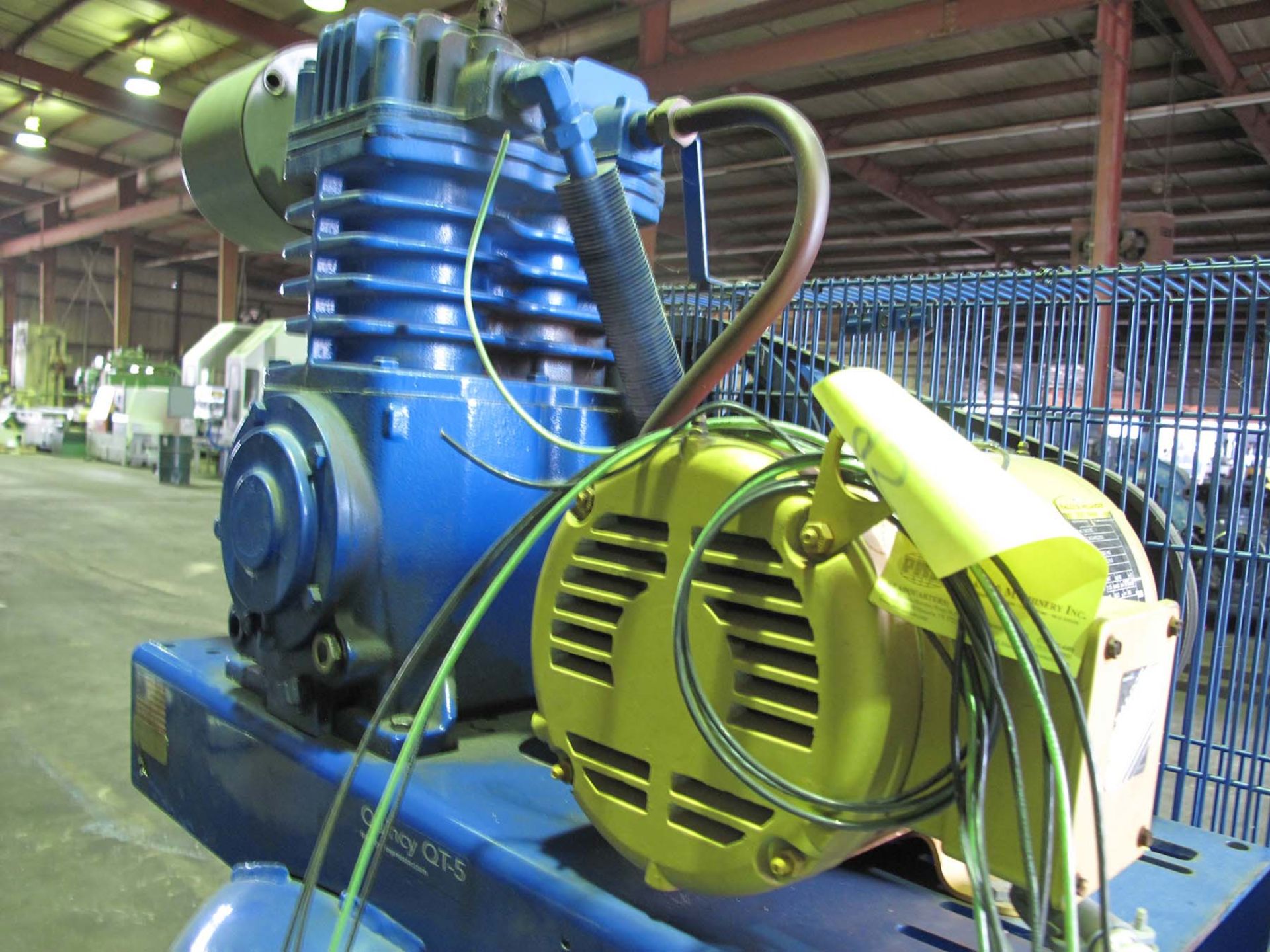 RECIPROCATING TYPE AIR COMPRESSOR, QUINCY MDL. QT-5, 5 HP, vert. air receiver - Image 3 of 4