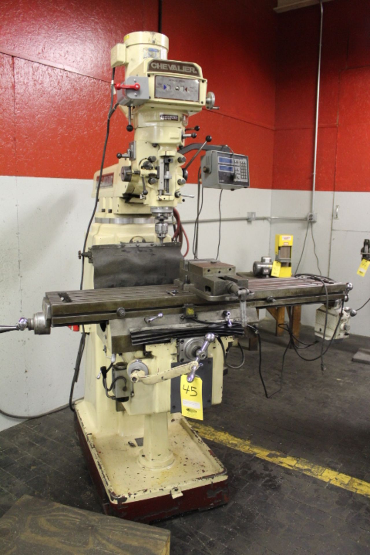 CHEVALIER FM-4VKH VS VERTICAL MILL, 5 HP, 10 X 54 PF TABLE, S/N FM85137, DRO NEEDS REPAIR, W/ KURT