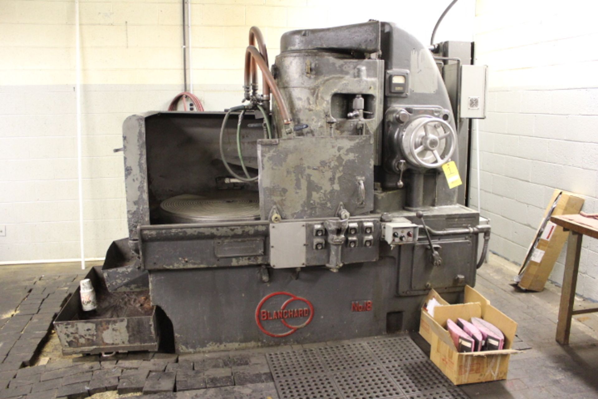 1955 BLANCHARD 18-36 ROTARY SURFACE GRINDER, 25 HP, 7/16 IN CHUCK, 15 IN. HT UNDER WHEEL, S/N 8735.