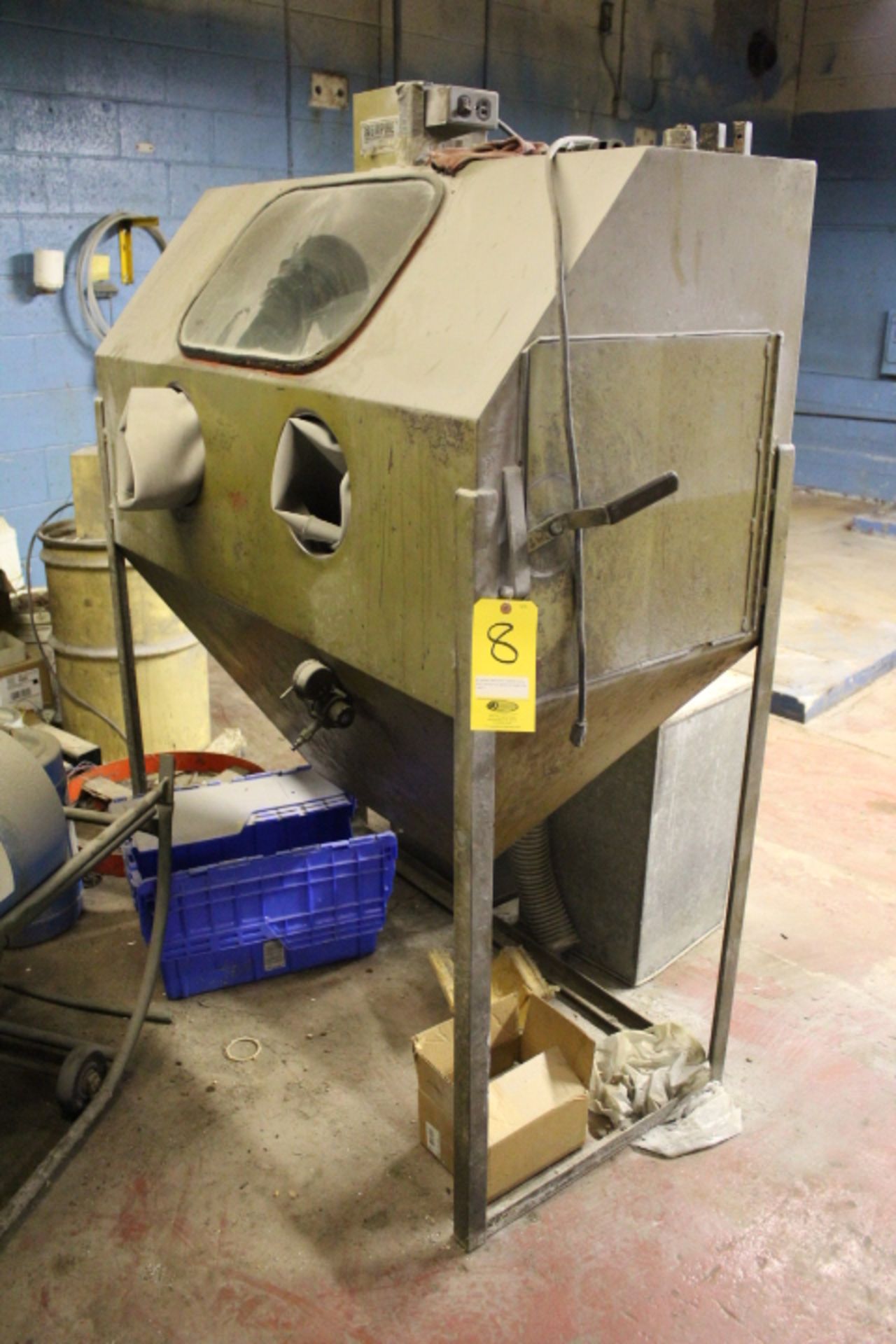 EMPIRE SAND BLAST CABINET WITH DUST COLLECTOR, MODEL EF-2448, S/N C-6671