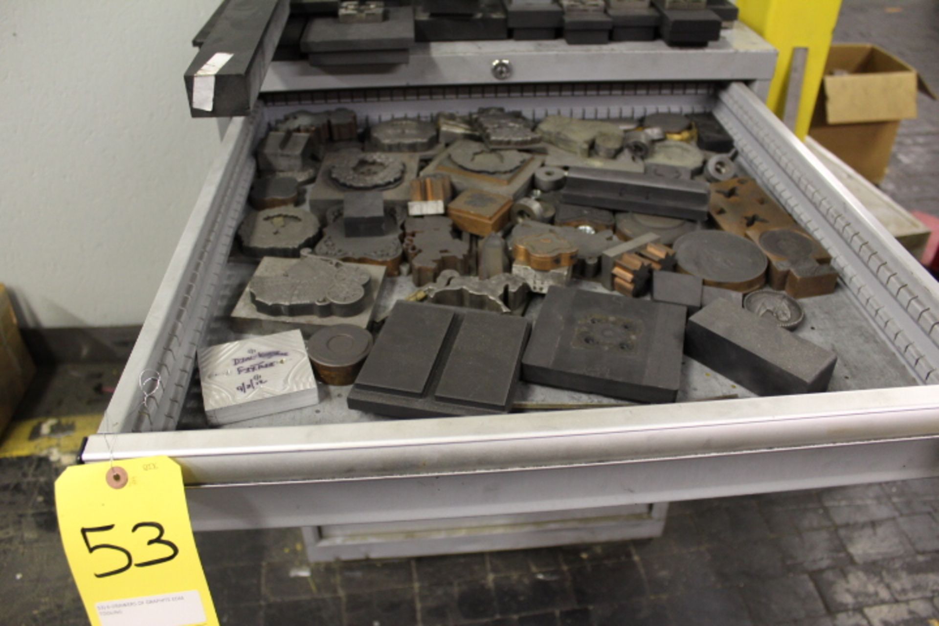 6-DRAWERS OF GRAPHITE EDM TOOLING PLUS TOP OF CABINET AND PICTURE WITH LOT 76 - Image 3 of 9