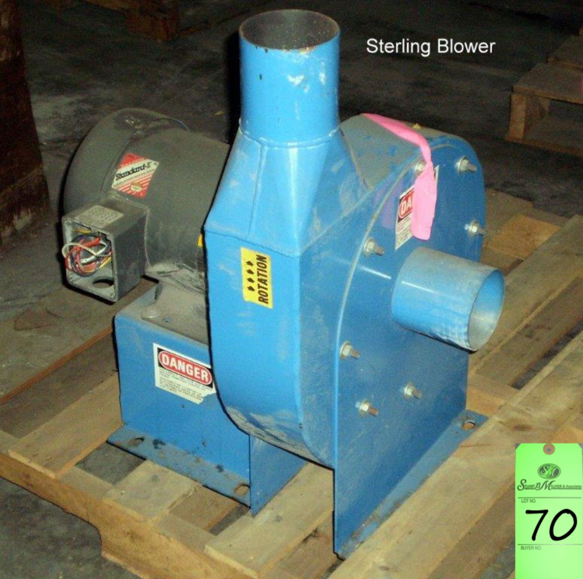 Sterling model 5003FD blower; Ser#71479, MFG DateJ2002, Baldor 5HP 230/460 3PH. LOCATED IN DANVILLE,