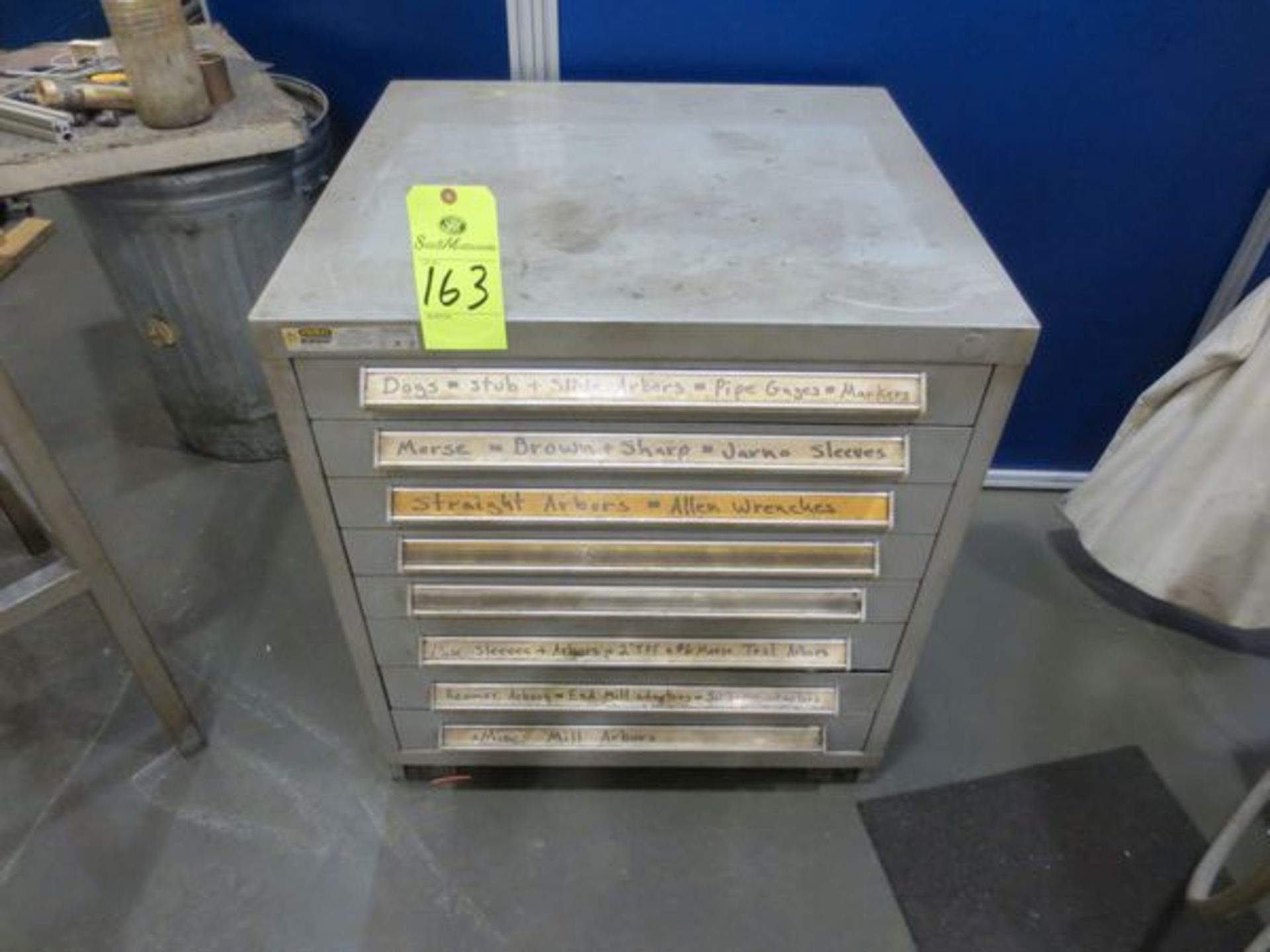 Vidmar cabinet with contents of hand tools & machine tooling