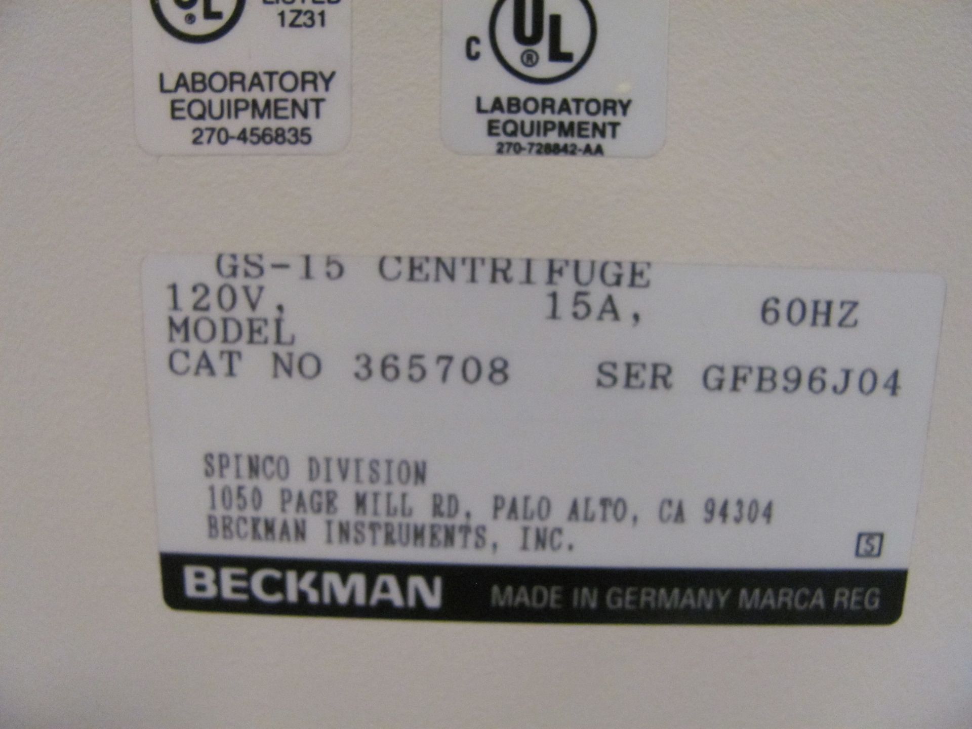 Beckman GS-15 Benchtop Centrifuge - Image 2 of 3