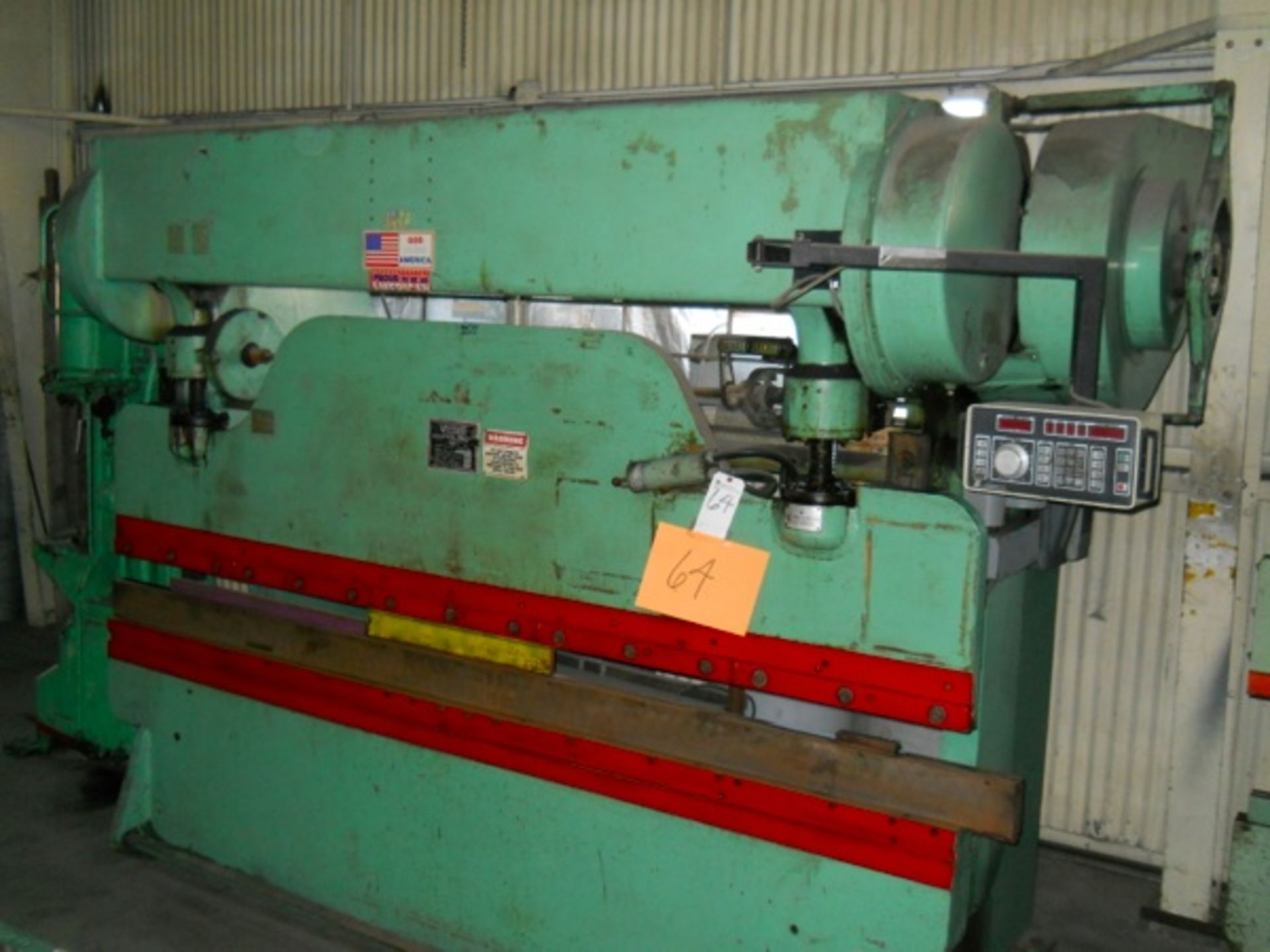 Verson 10'x65 Ton Power Press Brake, 12'S.H 3"Stroke, 5" Adj. Compubed, 6/0 Prod. Back gauge. S/N