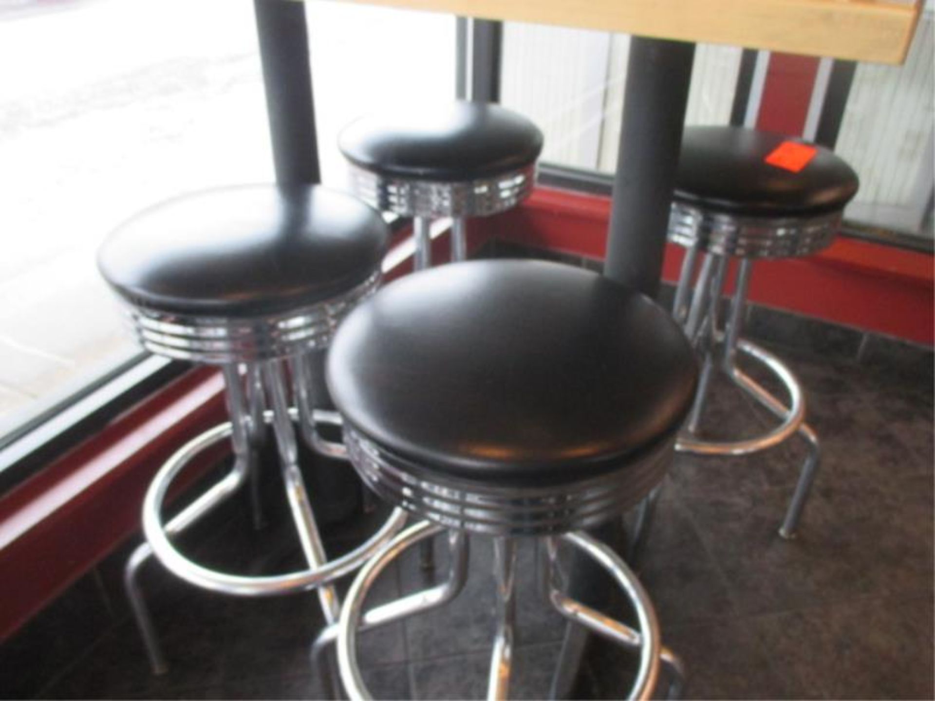 (4) Stools, Chrome Base Black Vinyl Seat