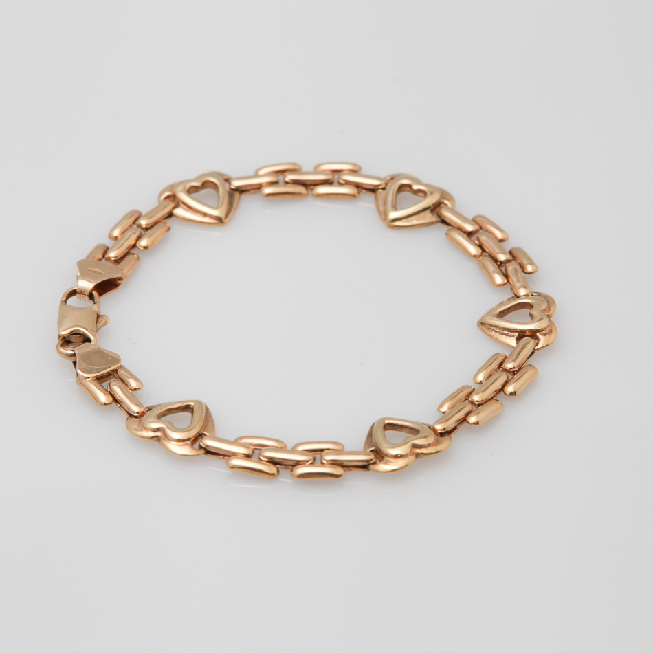 14 carat yellow gold modern chain link bracelet weighing approx 10.5 grams