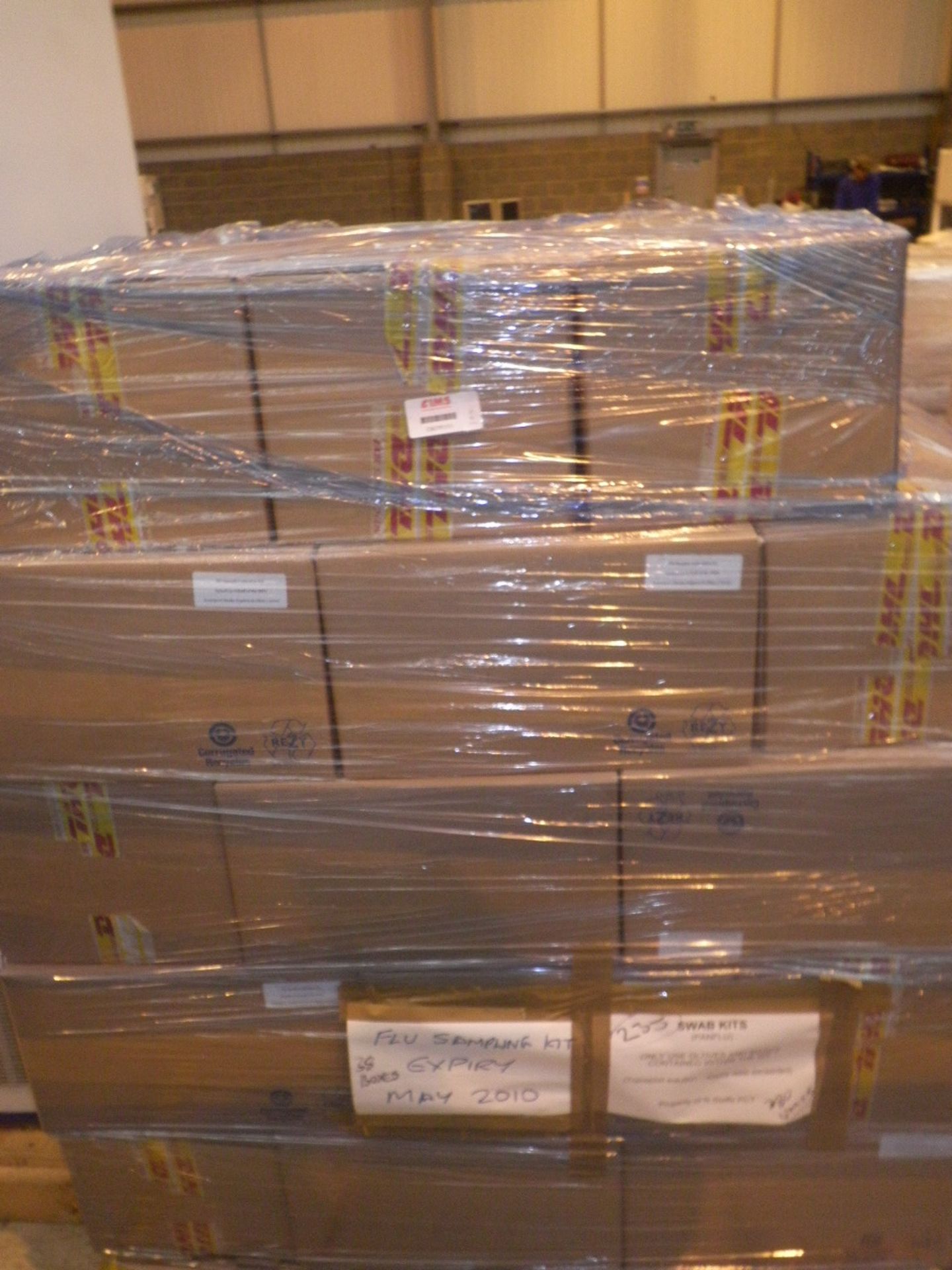 Pallet of Flu Sample Collection Kits