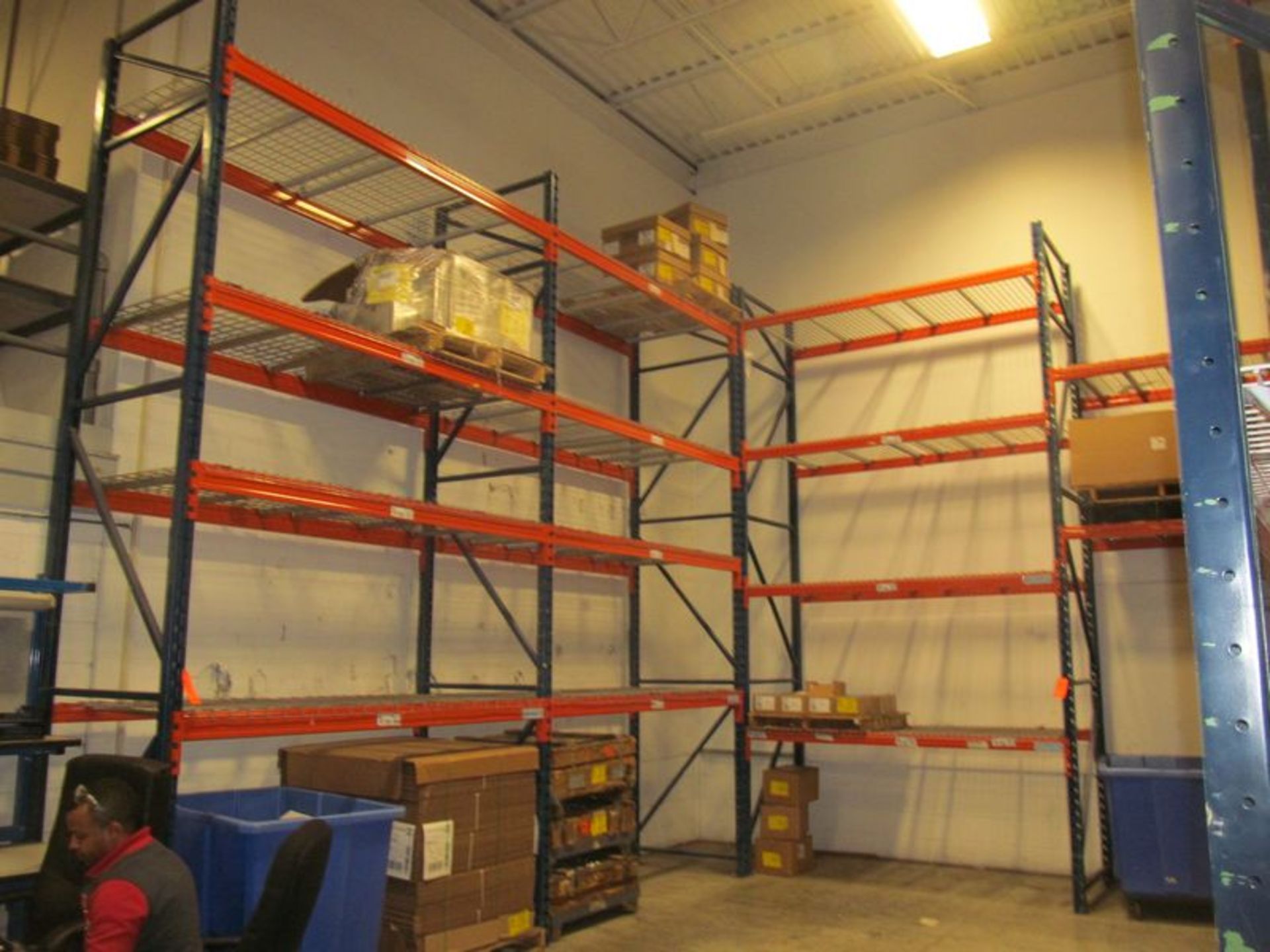 Lot (15) ass't sections 8' X 42' X ass't heights pallet rack with (112) 46" X 42" wire decks, (18) - Image 3 of 5