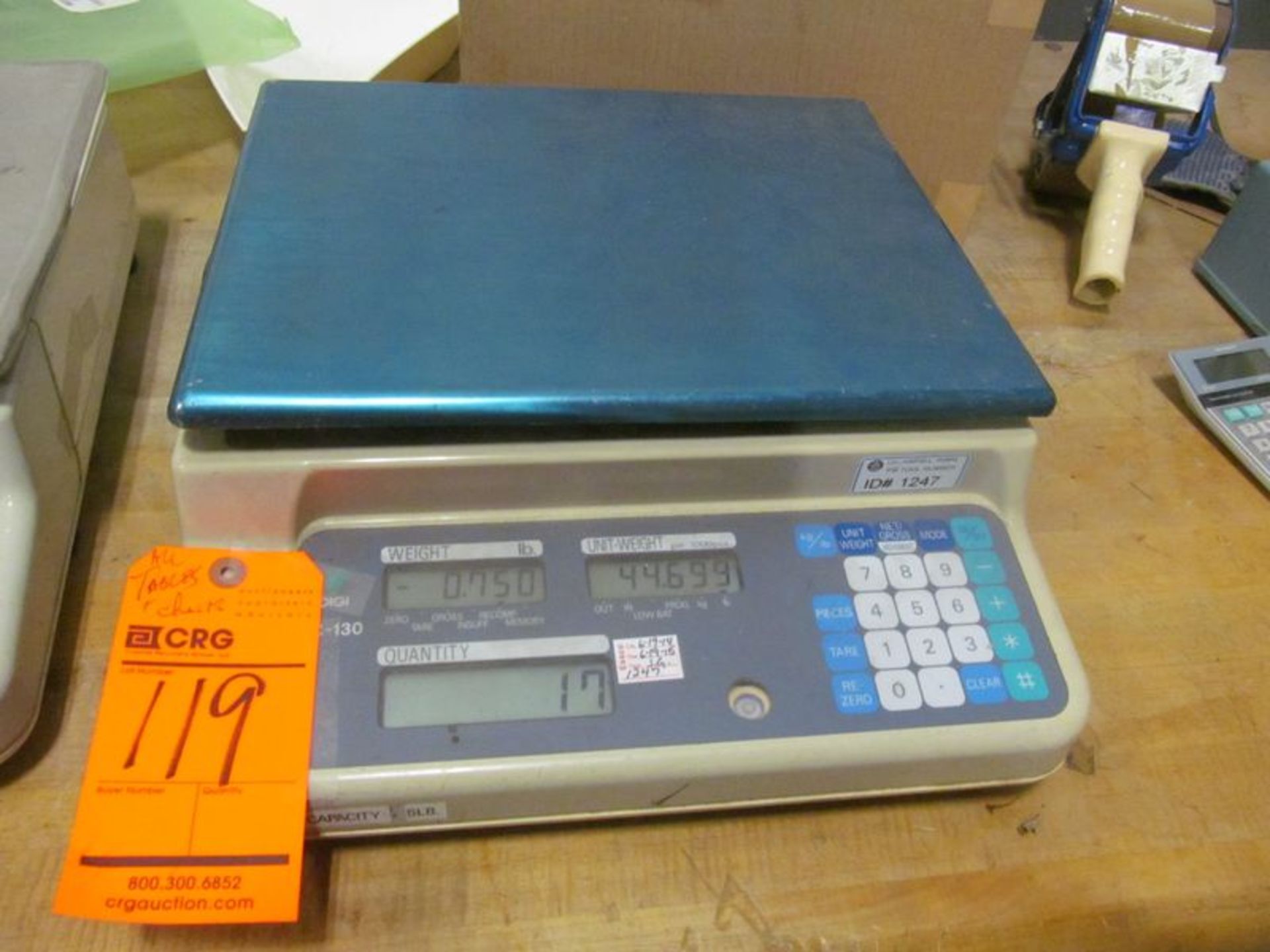 Digi Matex Inc digital counting scale, M/N DC130, S/N 9520455H, 12" X 14" platform, 15 lb cap.