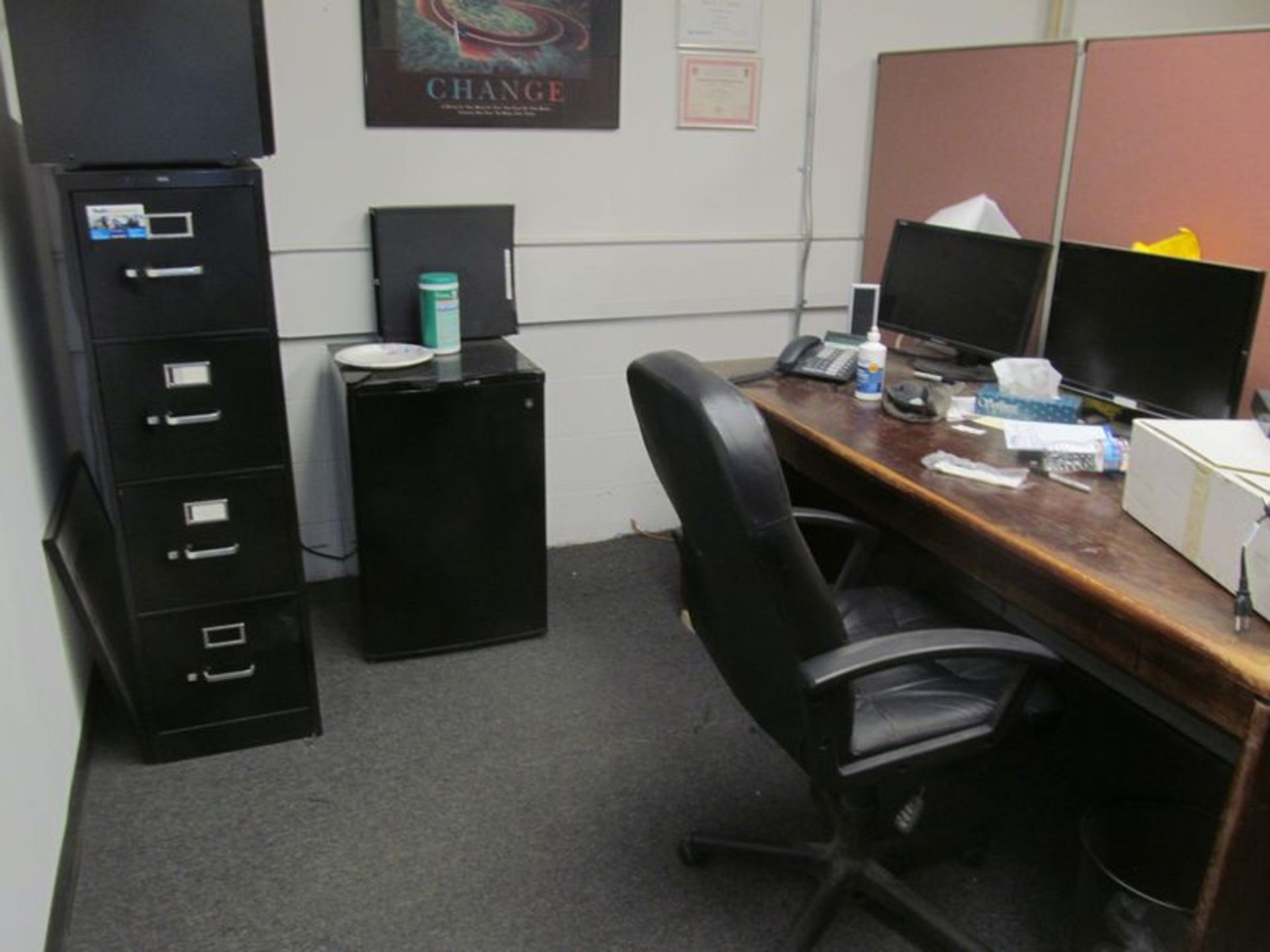 Lot ass't office furnishings; contents of office includes partitions, (2) desks, (6) chairs, (2) - Image 5 of 6